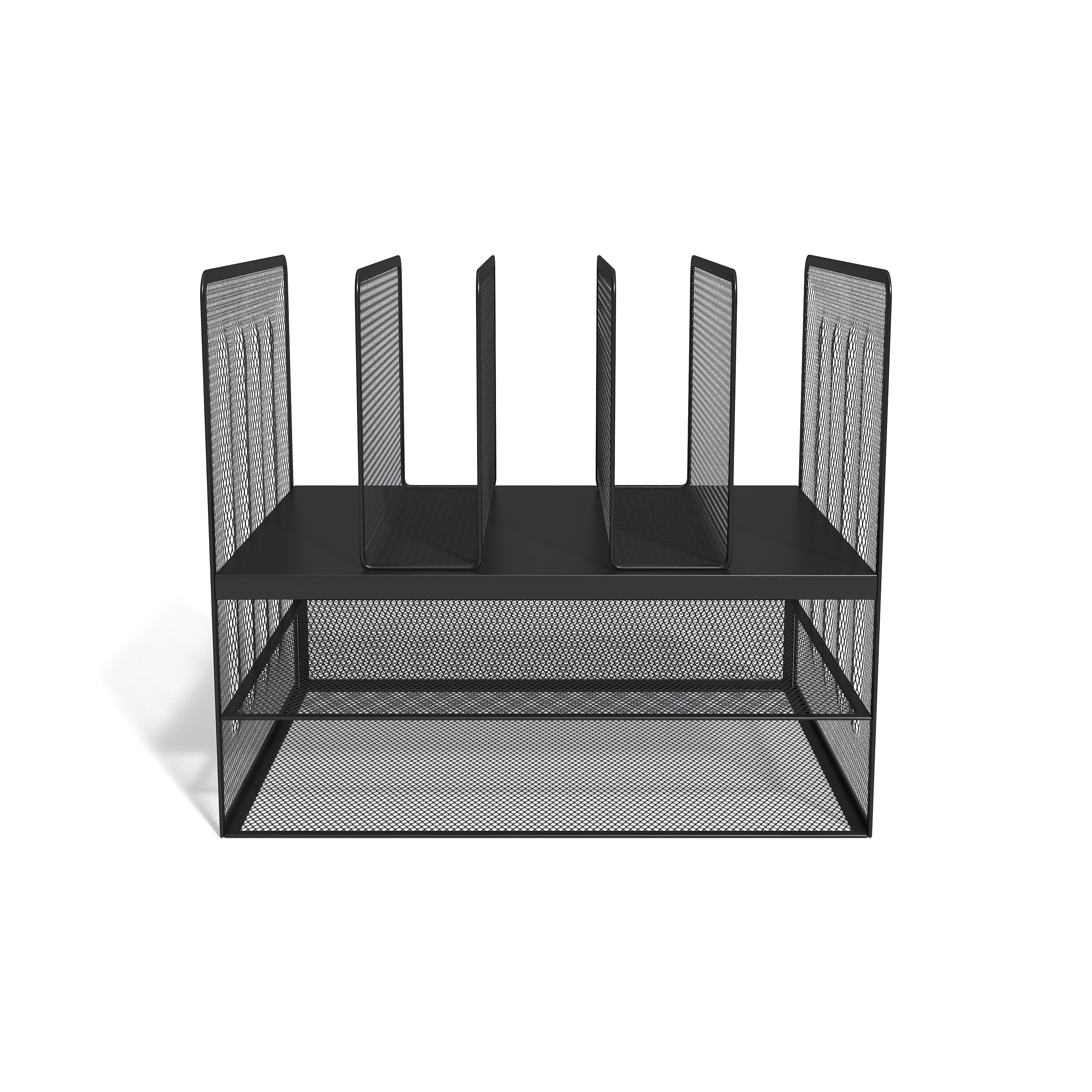 TRU RED™ 7-Compartment Metal Mesh File Organizer, Matte Black
