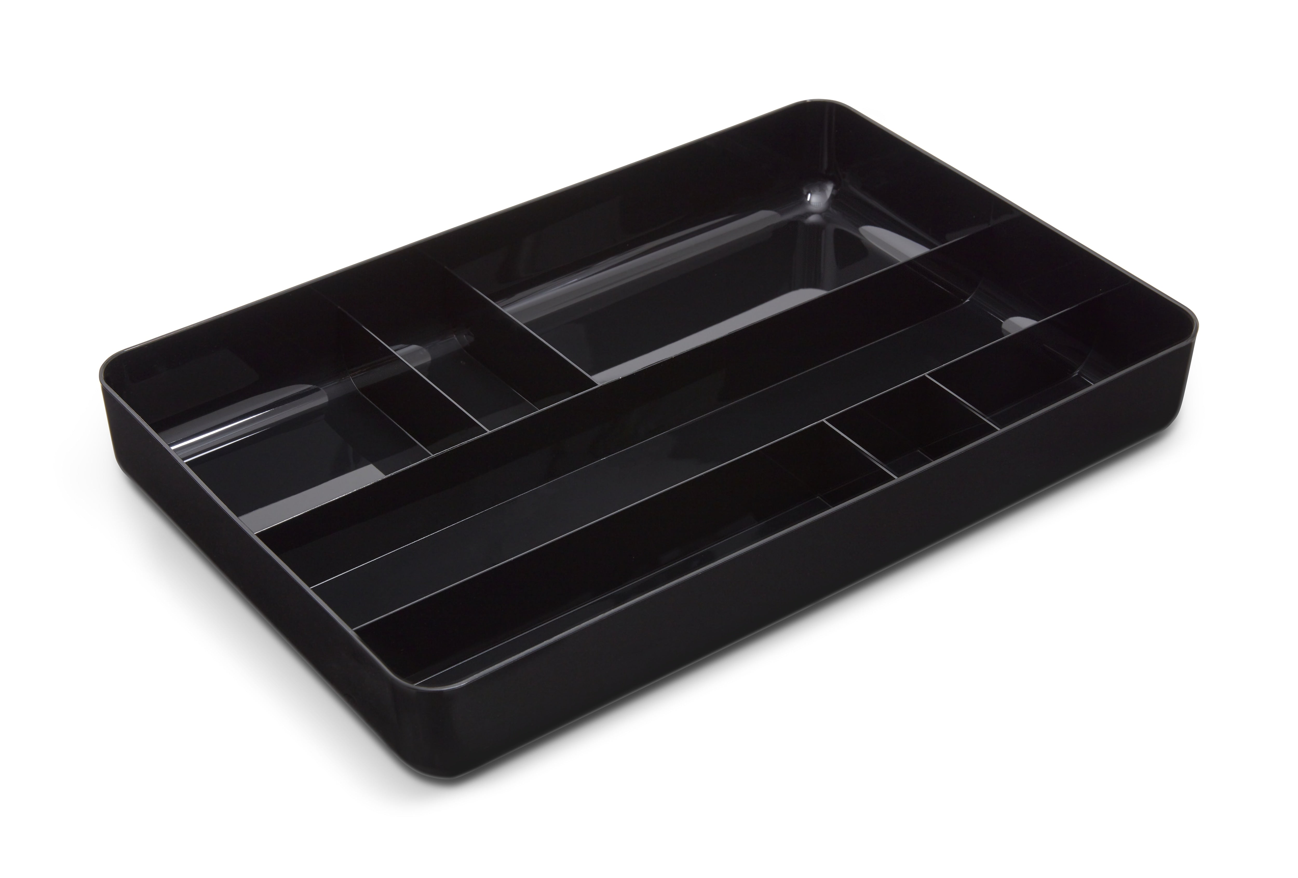 TRU RED™ 7-Compartment Plastic Drawer Organizer, Black