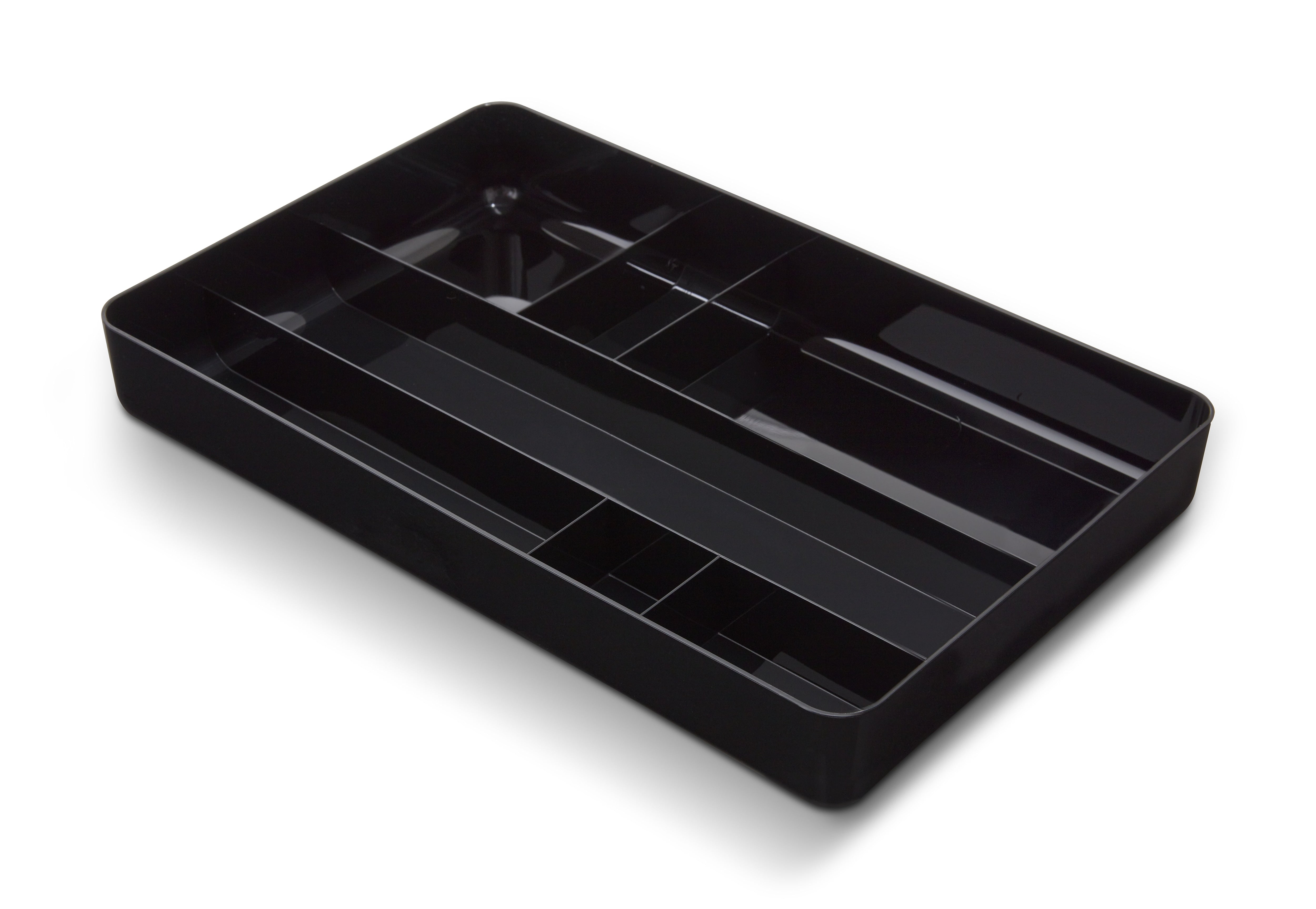 TRU RED™ 7-Compartment Plastic Drawer Organizer, Black