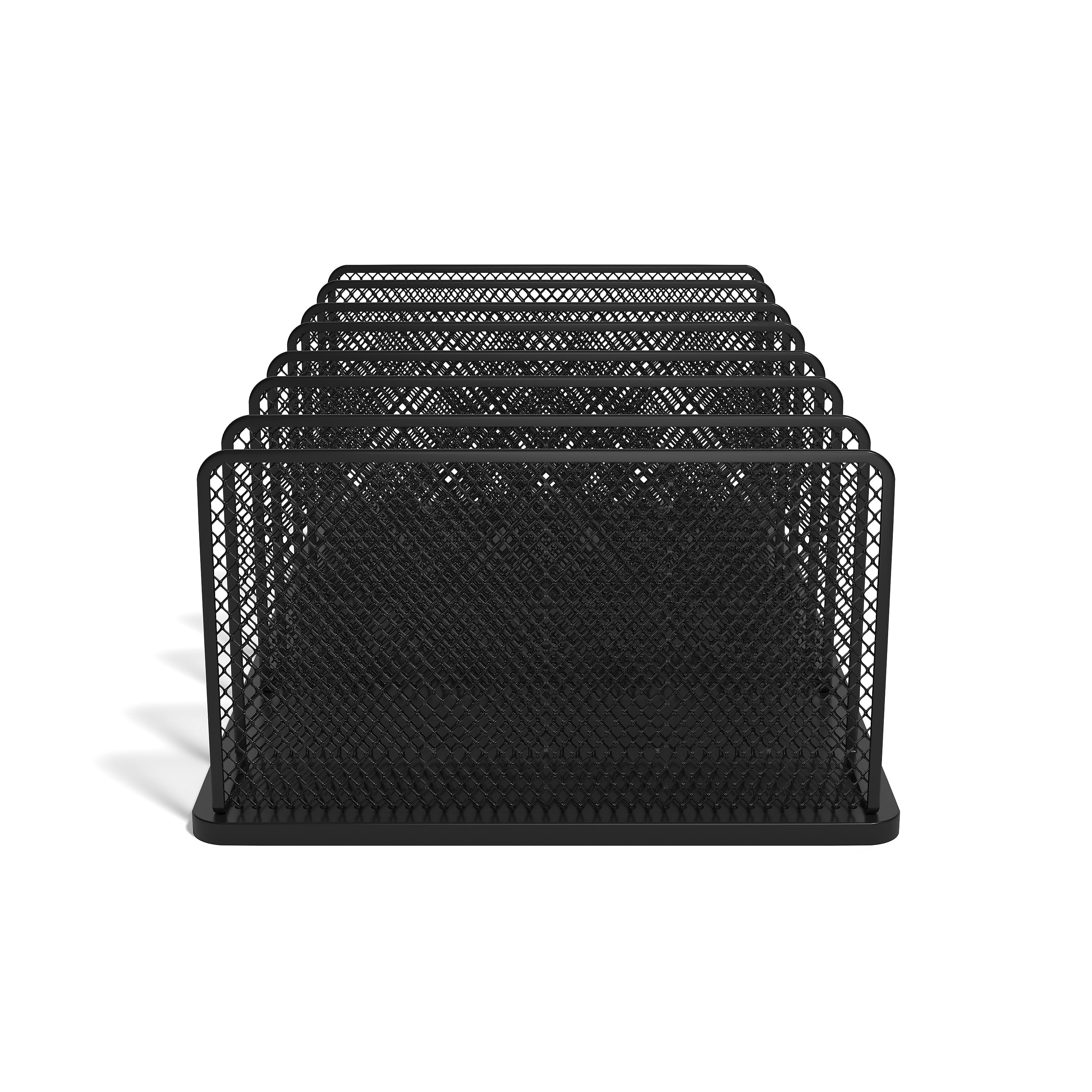 TRU RED™ 7-Compartment Wire Mesh File Organizer, Matte Black