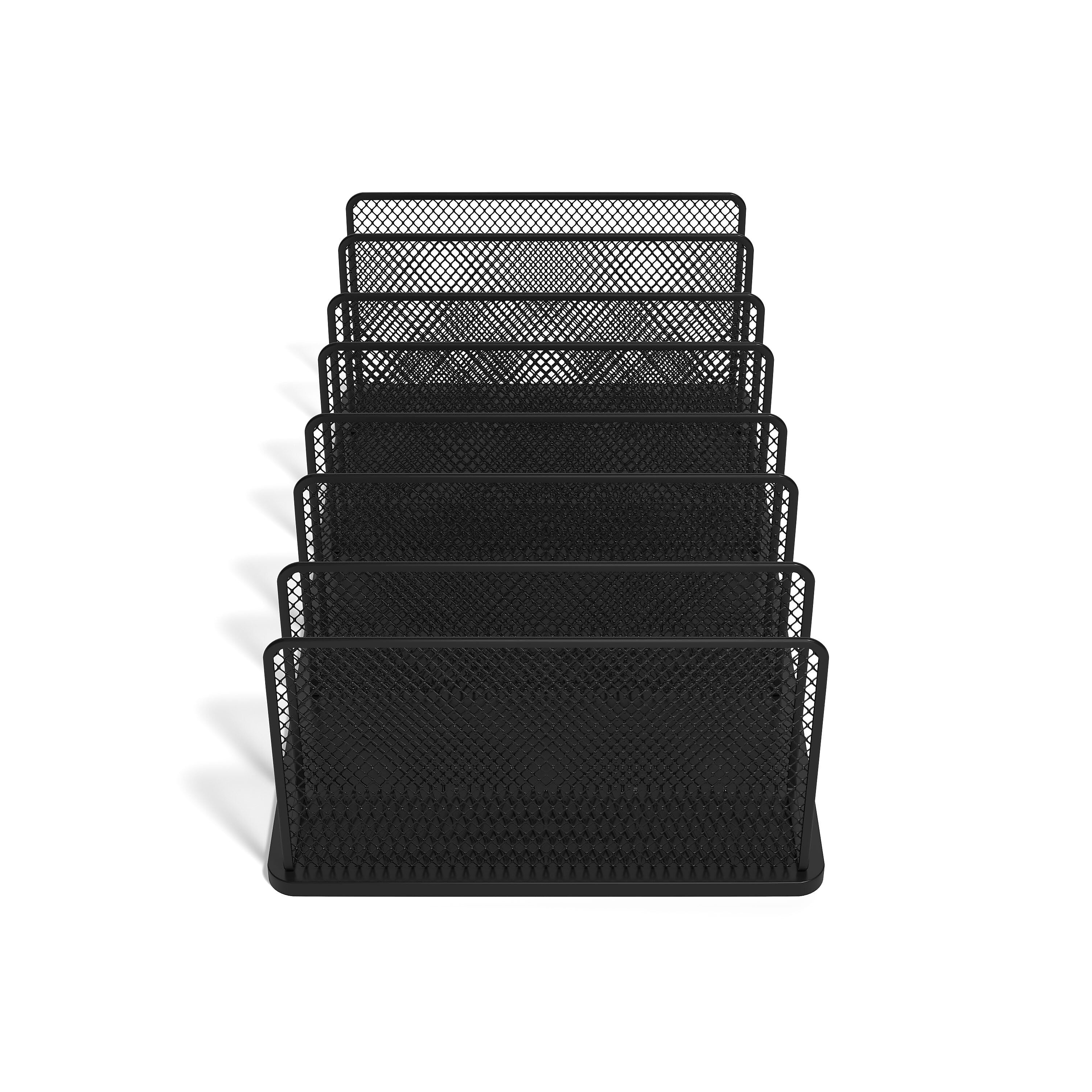 TRU RED™ 7-Compartment Wire Mesh File Organizer, Matte Black