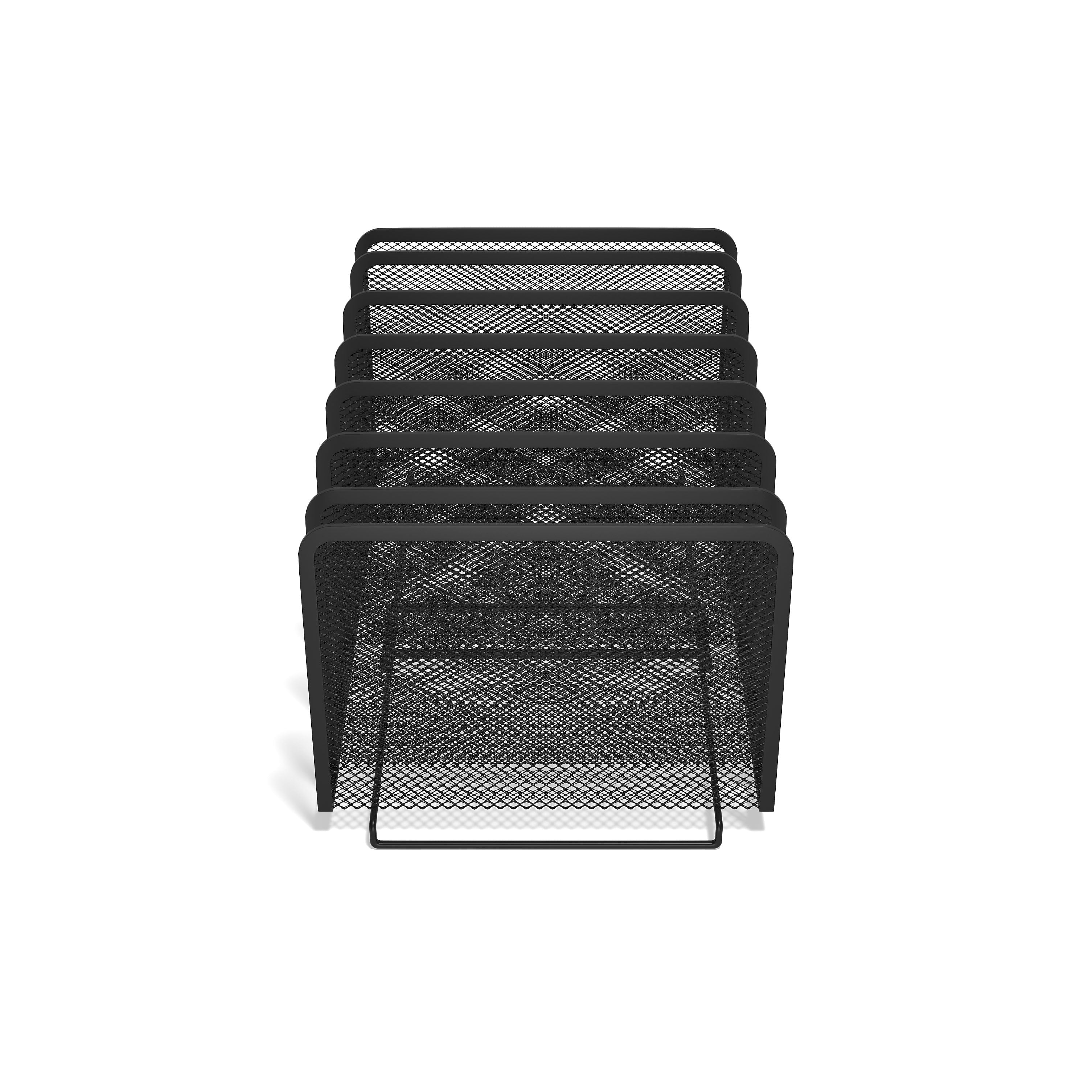 TRU RED™ 7-Compartment Wire Mesh File Organizer, Matte Black