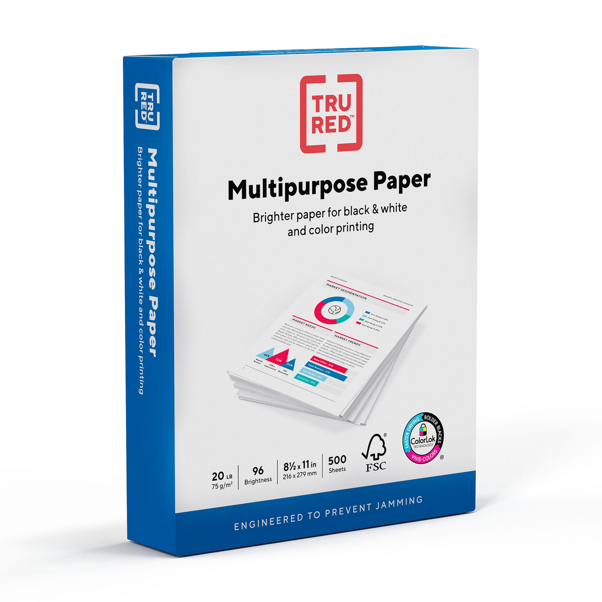 TRU RED™ 8.5" x 11" Multipurpose Paper, 20 lbs., 96 Brightness, 500 Sheets/Ream