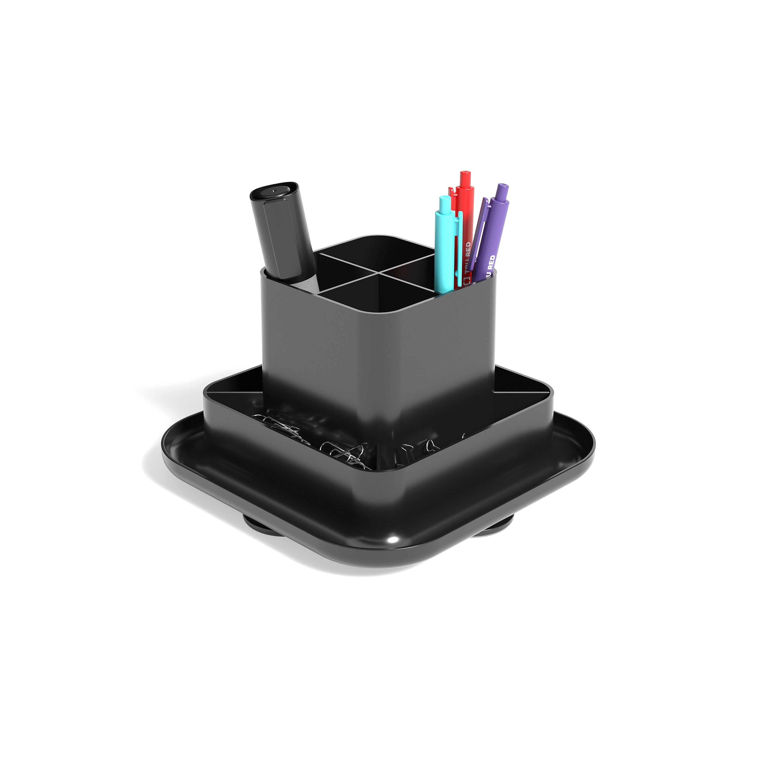 TRU RED™ 9-Compartment Plastic Rotating Organizer, Black