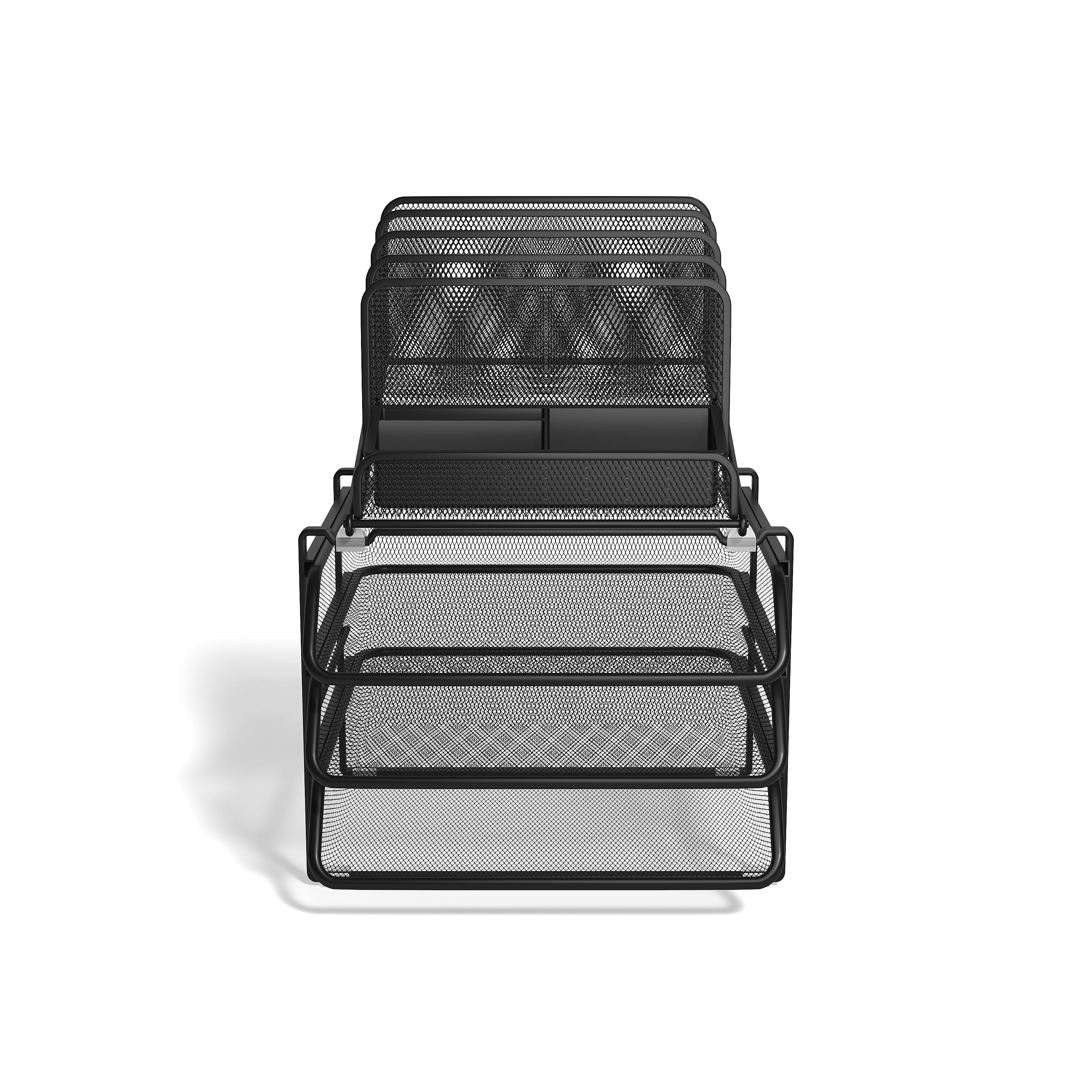 TRU RED™ All-In-One 10-Compartment Wire Mesh Compartment Storage, Matte Black