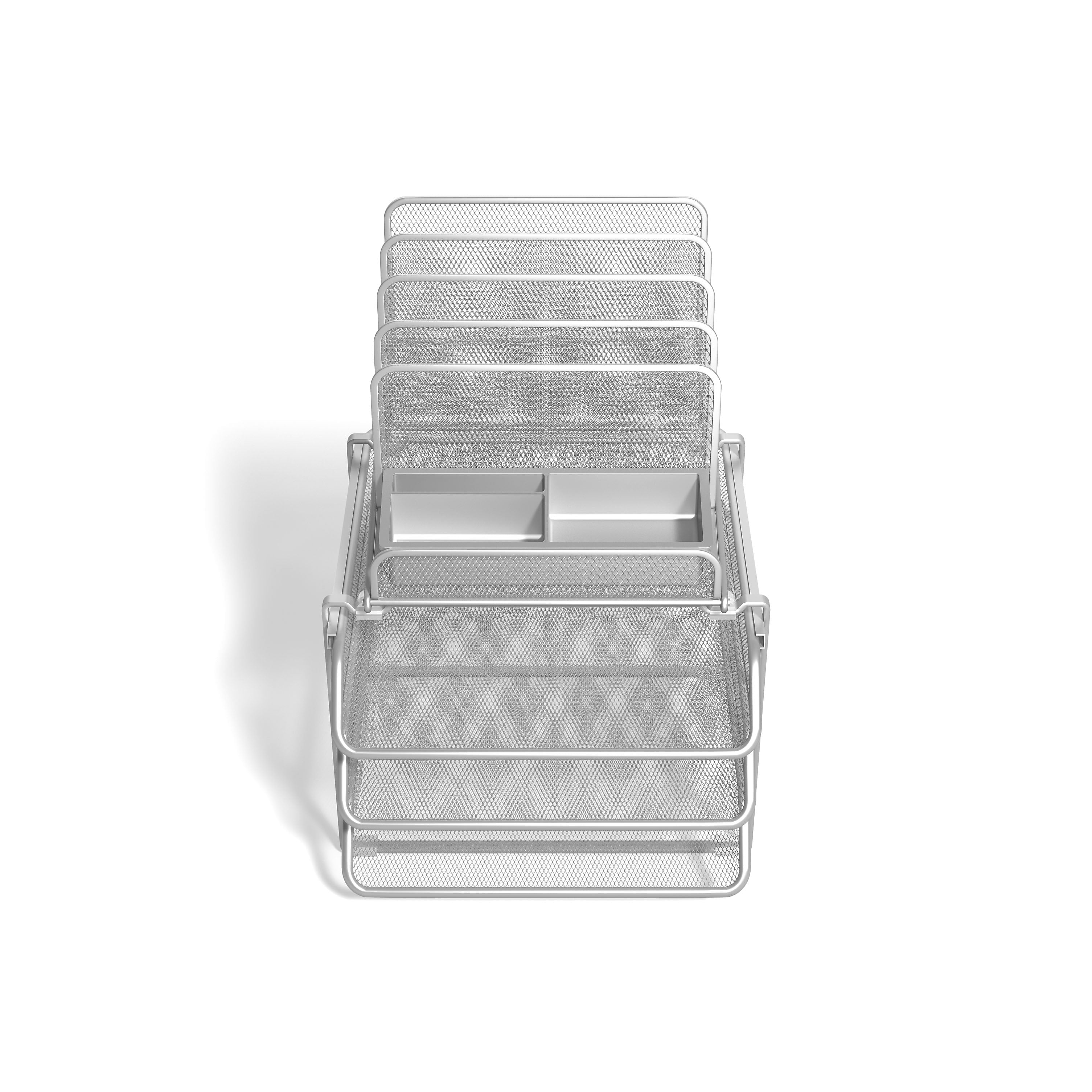 TRU RED™ All-In-One 10-Compartment Wire Mesh Compartment Storage, Silver