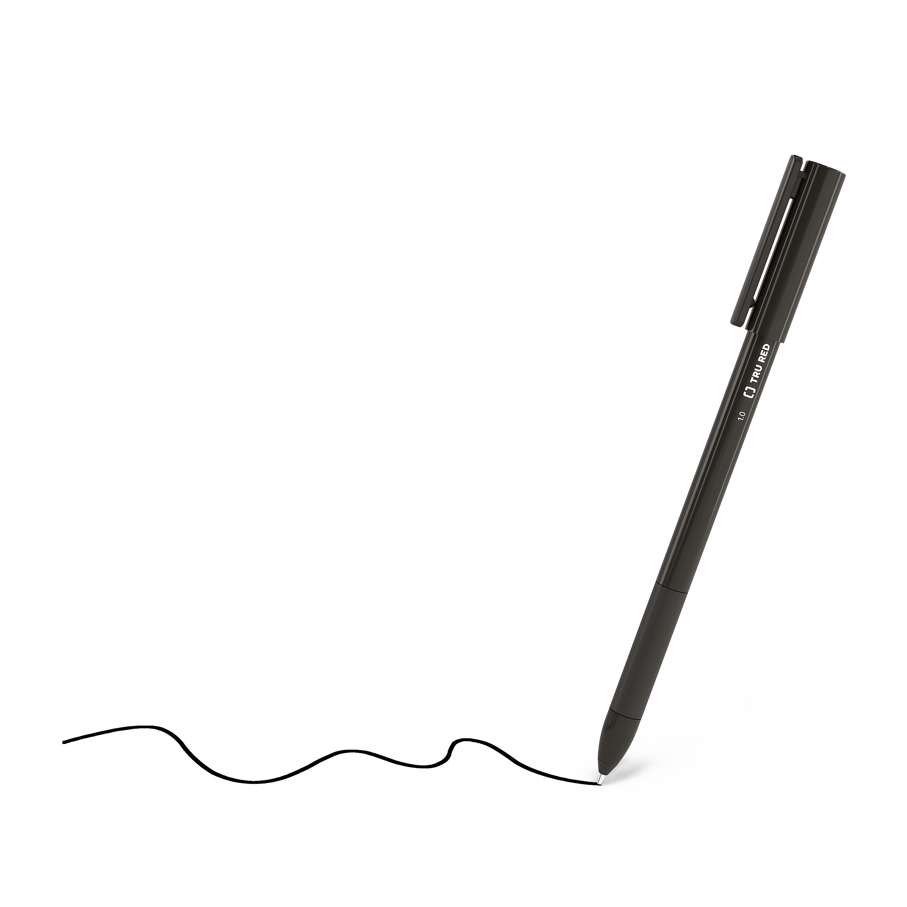 TRU RED Ballpoint Gripped Pen, Medium Point, 1.0mm, Black, 60/Pack