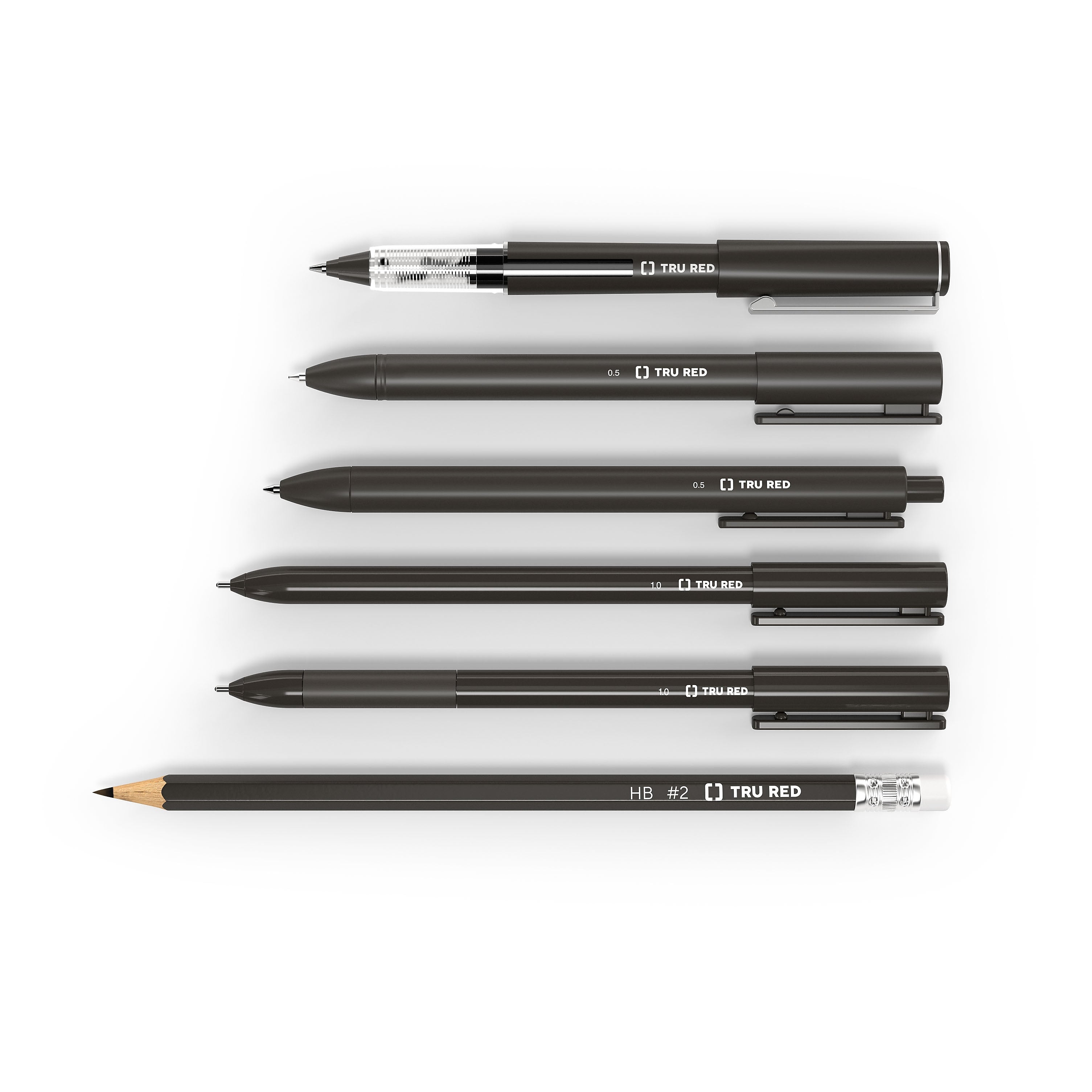 TRU RED Ballpoint Gripped Pen, Medium Point, 1.0mm, Black, 60/Pack