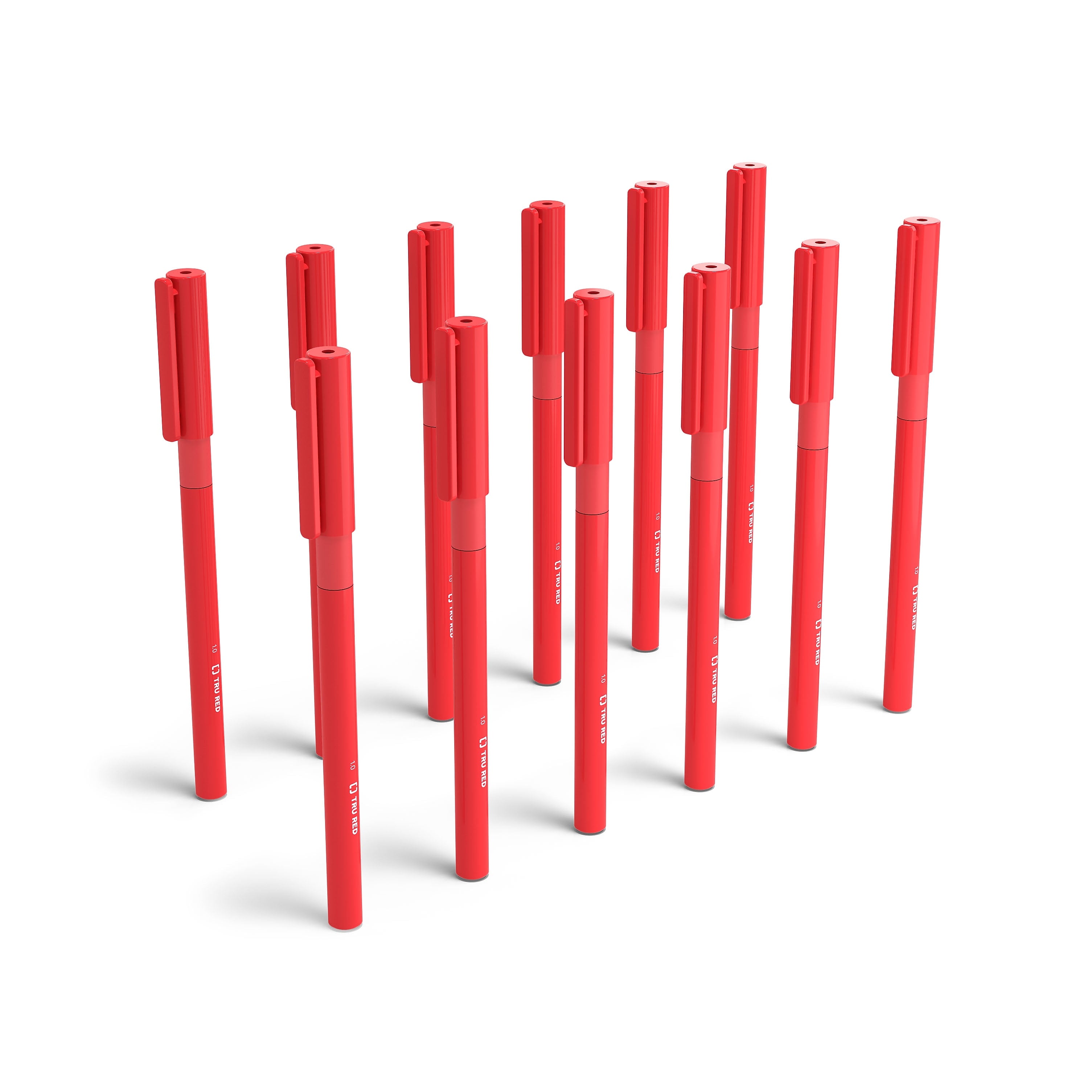 TRU RED™ Ballpoint Gripped Pen, Medium Point, 1.0mm, Red, Dozen
