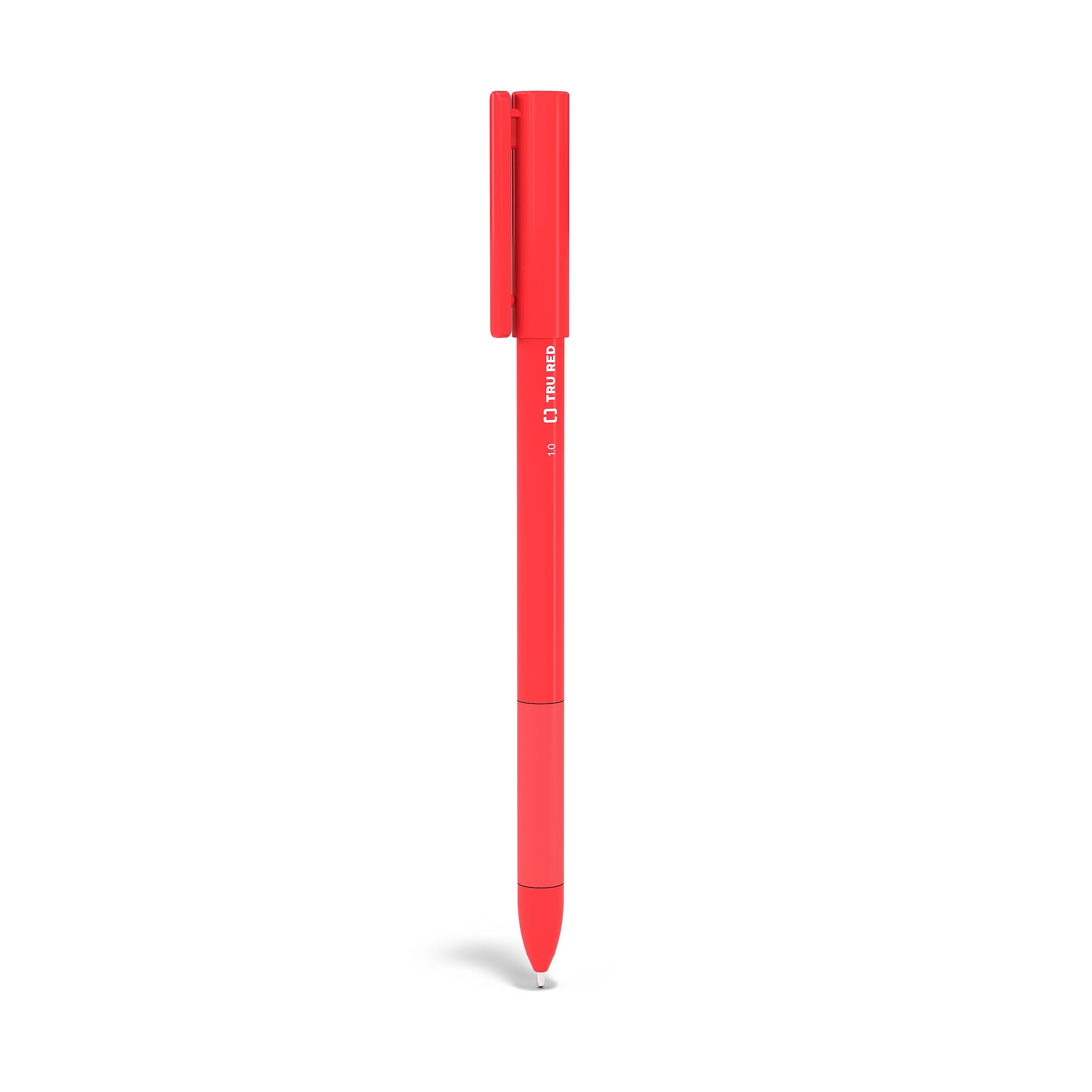 TRU RED™ Ballpoint Gripped Pen, Medium Point, 1.0mm, Red, Dozen