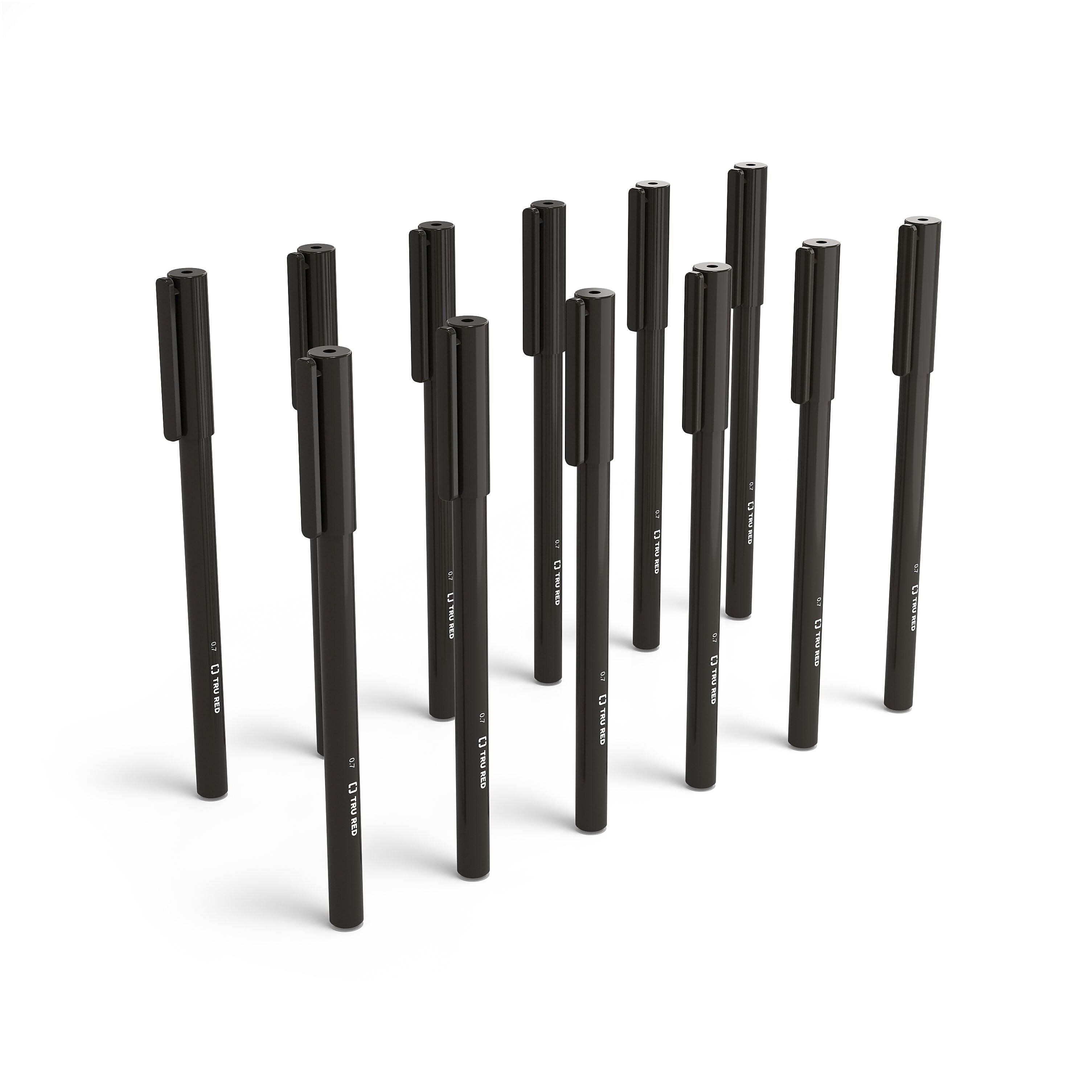 TRU RED™ Ballpoint Pen, Fine Point, 0.7mm, Black, Dozen