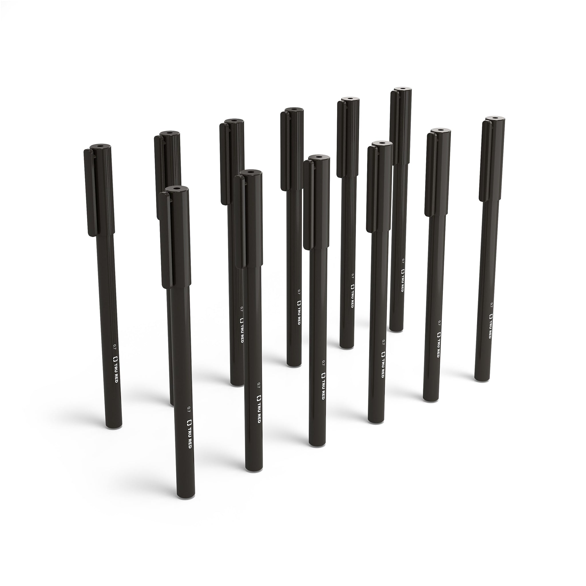TRU RED™ Ballpoint Pen, Fine Point, 0.7mm, Black, Dozen