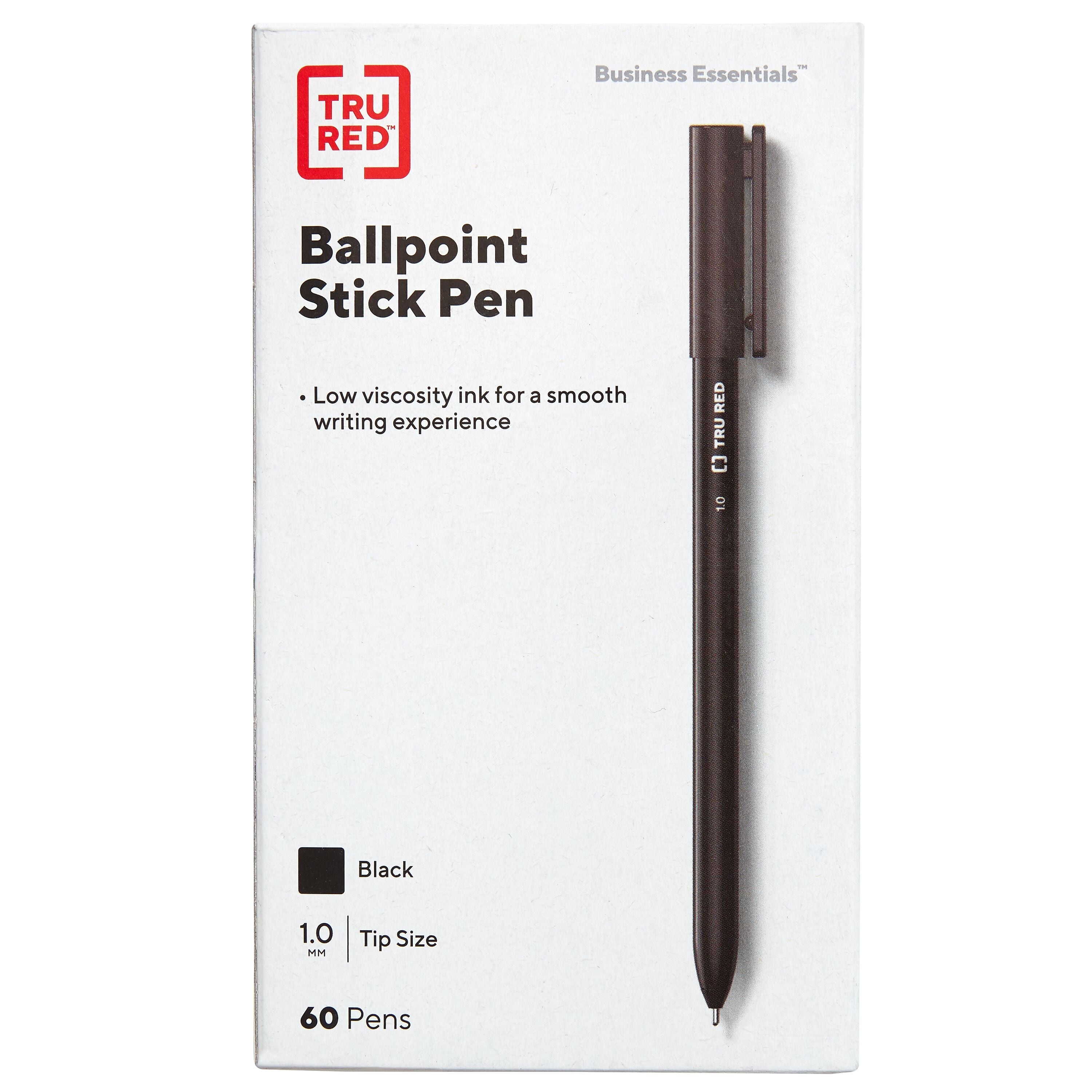 TRU RED™ Ballpoint Pen, Medium Point, 1.0mm, Black, 60/Pack
