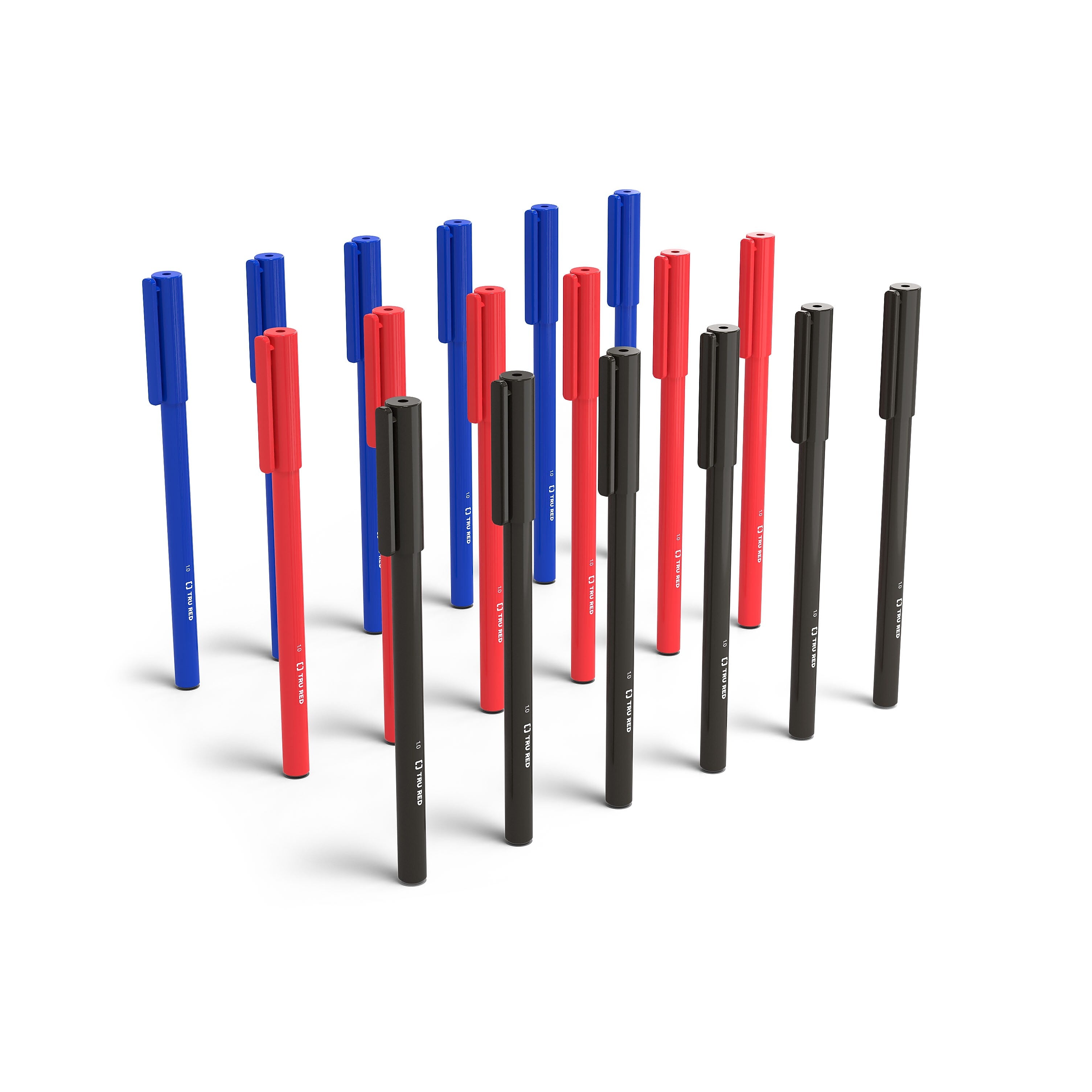 TRU RED™ Ballpoint Pens, Medium Point, 1.0mm, Assorted Colors, 60/Pack