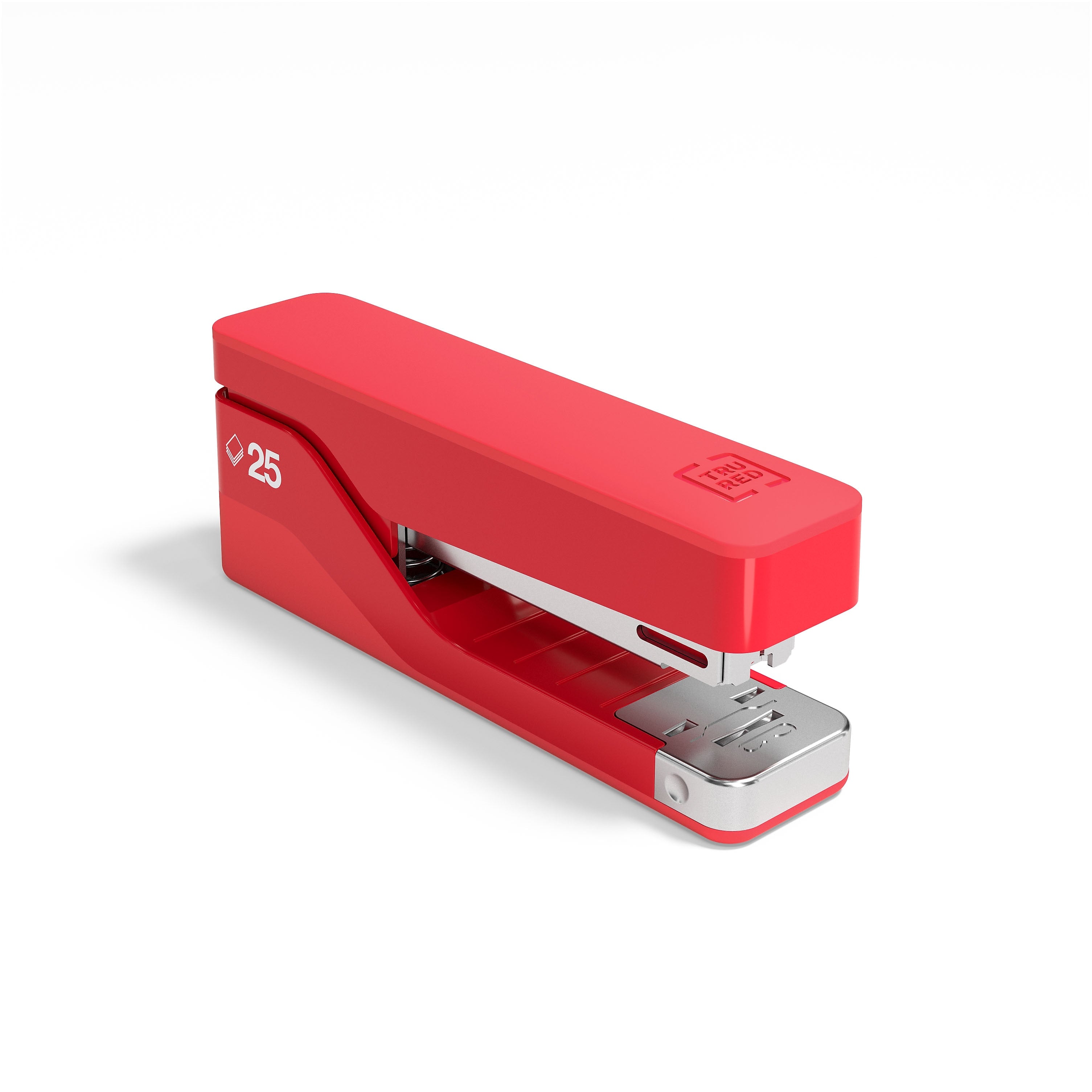 TRU RED™ Desktop Stapler, 25-Sheet Capacity, Red