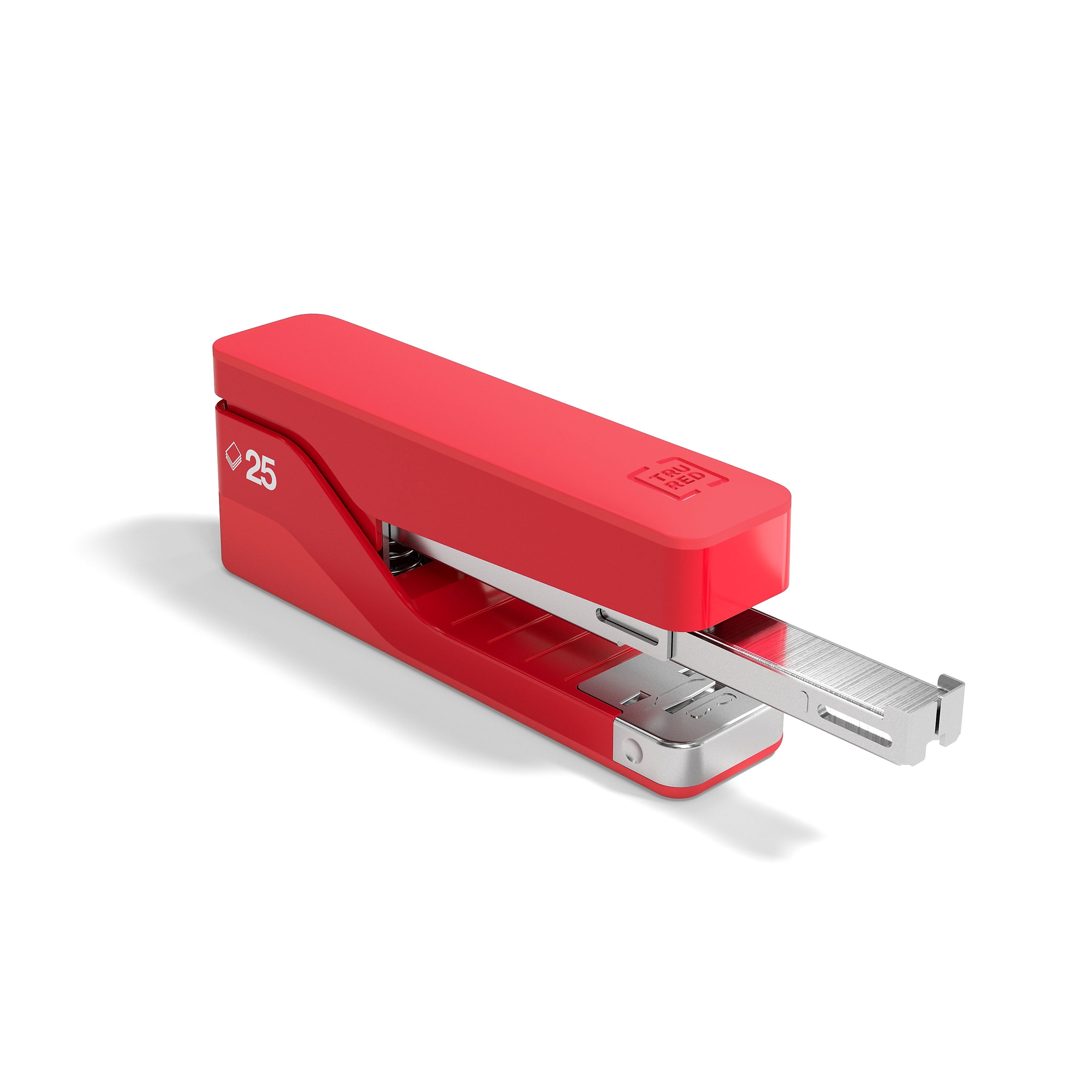 TRU RED™ Desktop Stapler, 25-Sheet Capacity, Red