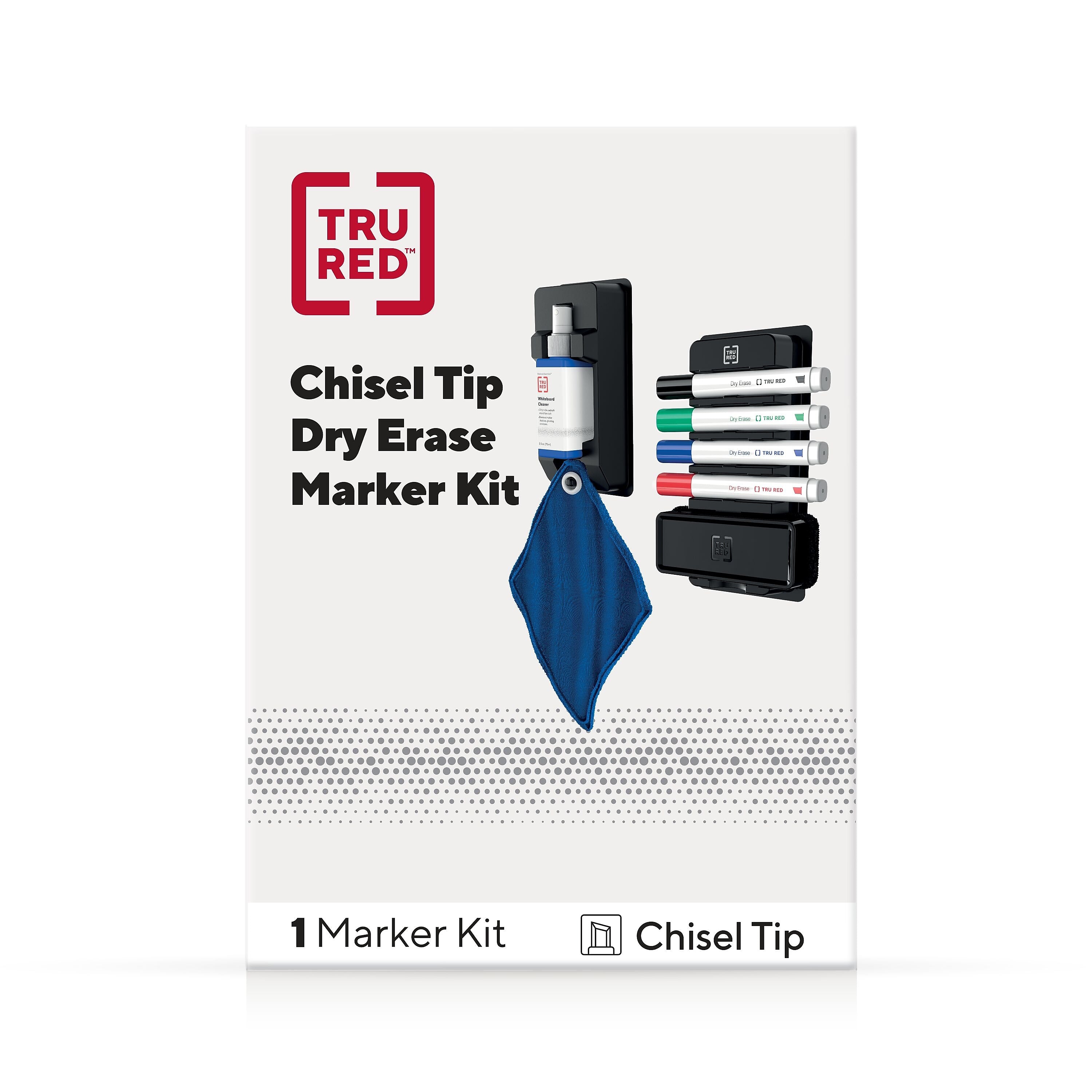 TRU RED™ Dry Erase Kit, Chisel Tip, Assorted, 4/Pack