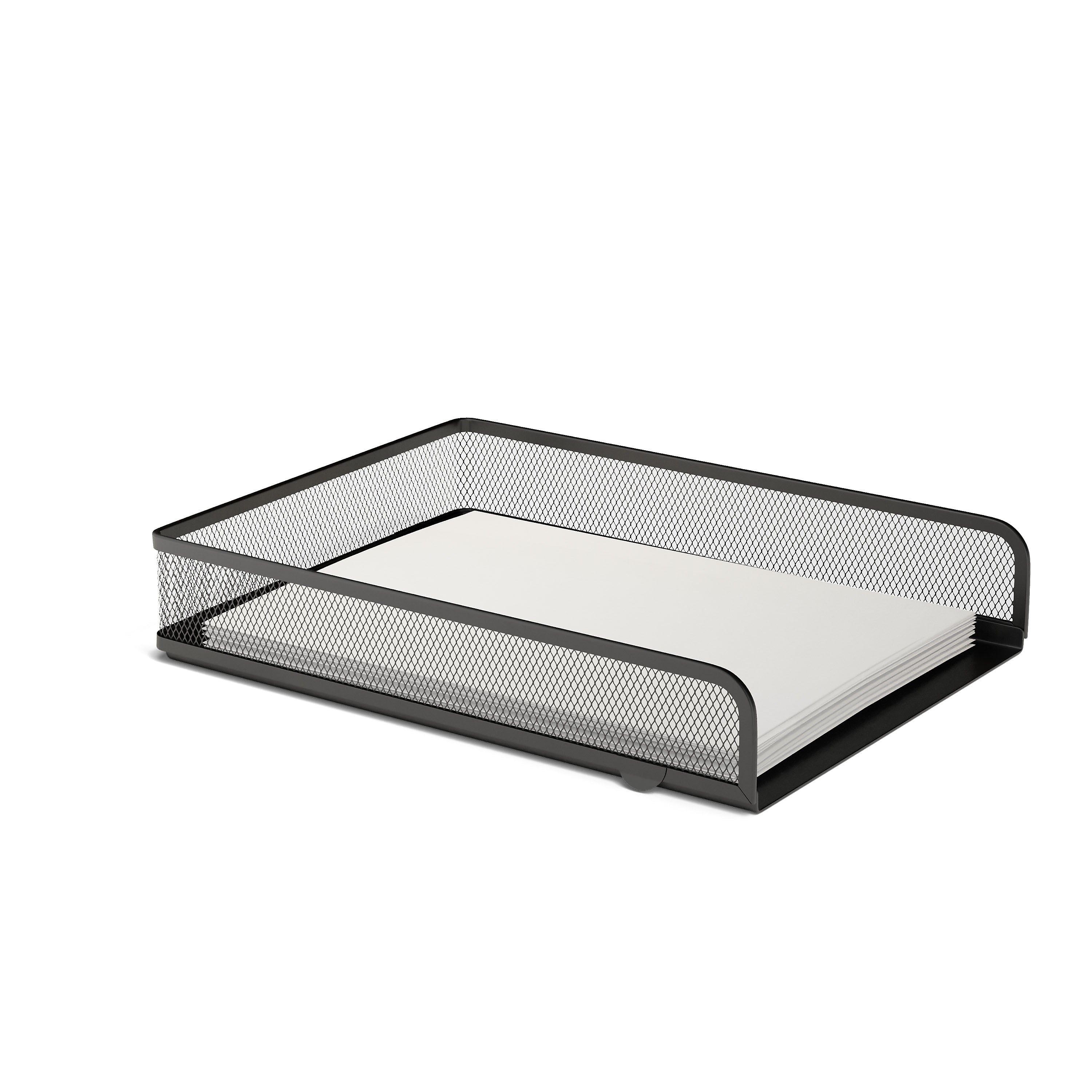 TRU RED™ Front Load Stackable Metal Letter Tray, Matte Black