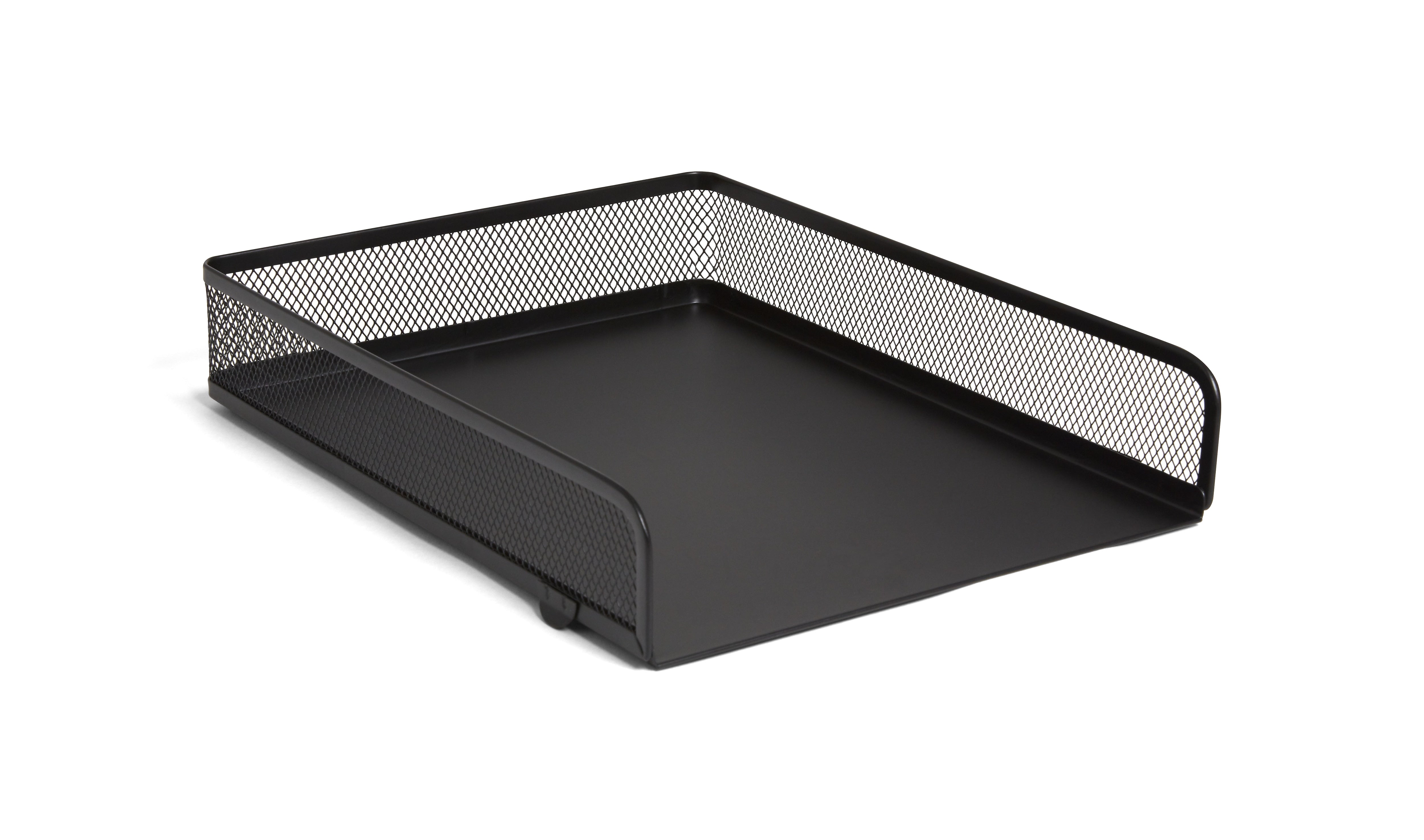 TRU RED™ Front Load Stackable Metal Letter Tray, Matte Black