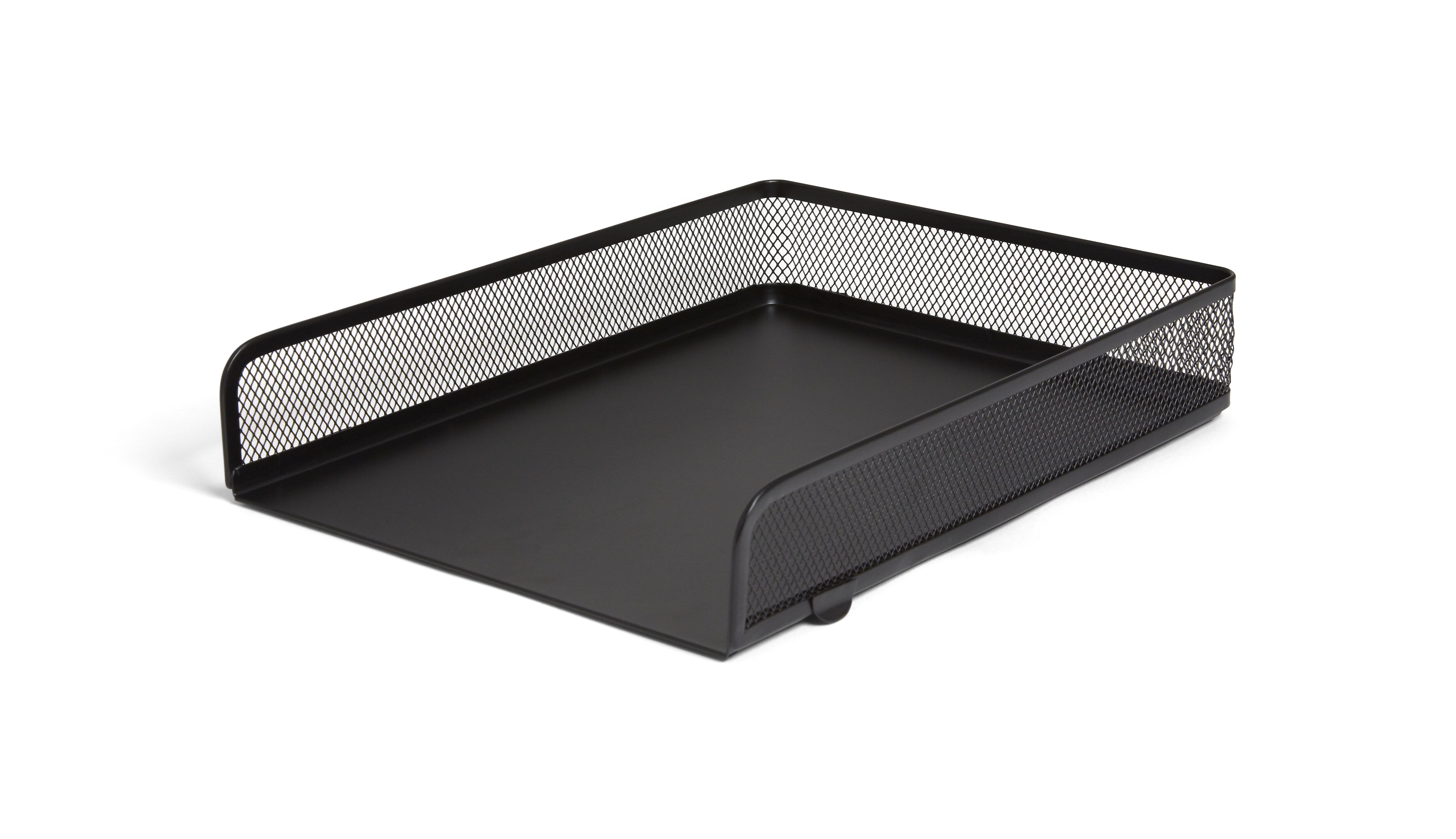 TRU RED™ Front Load Stackable Metal Letter Tray, Matte Black