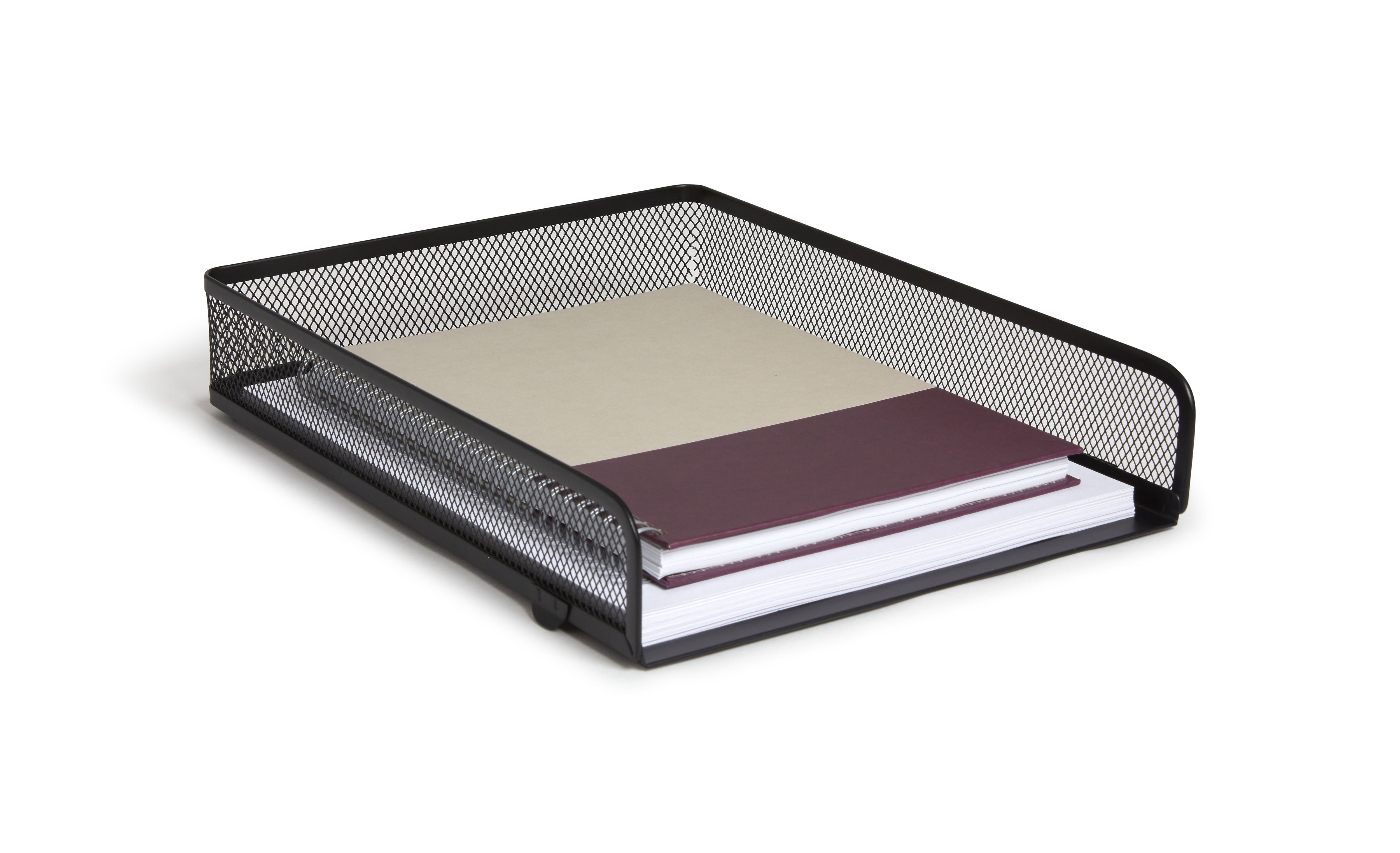 TRU RED™ Front Load Stackable Metal Letter Tray, Matte Black