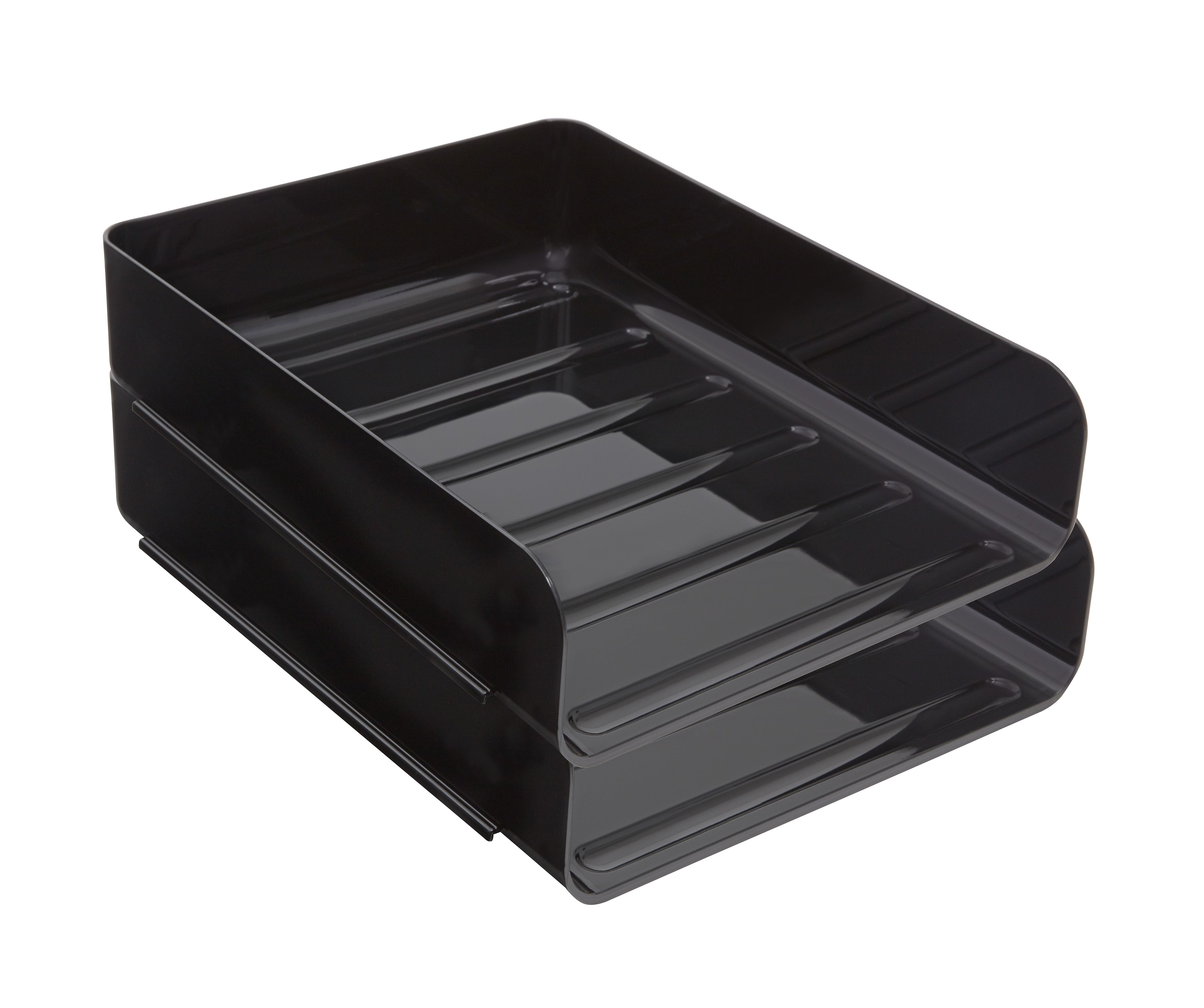 TRU RED™ Front Load Stackable Plastic Letter Tray, Black, 2/Pack