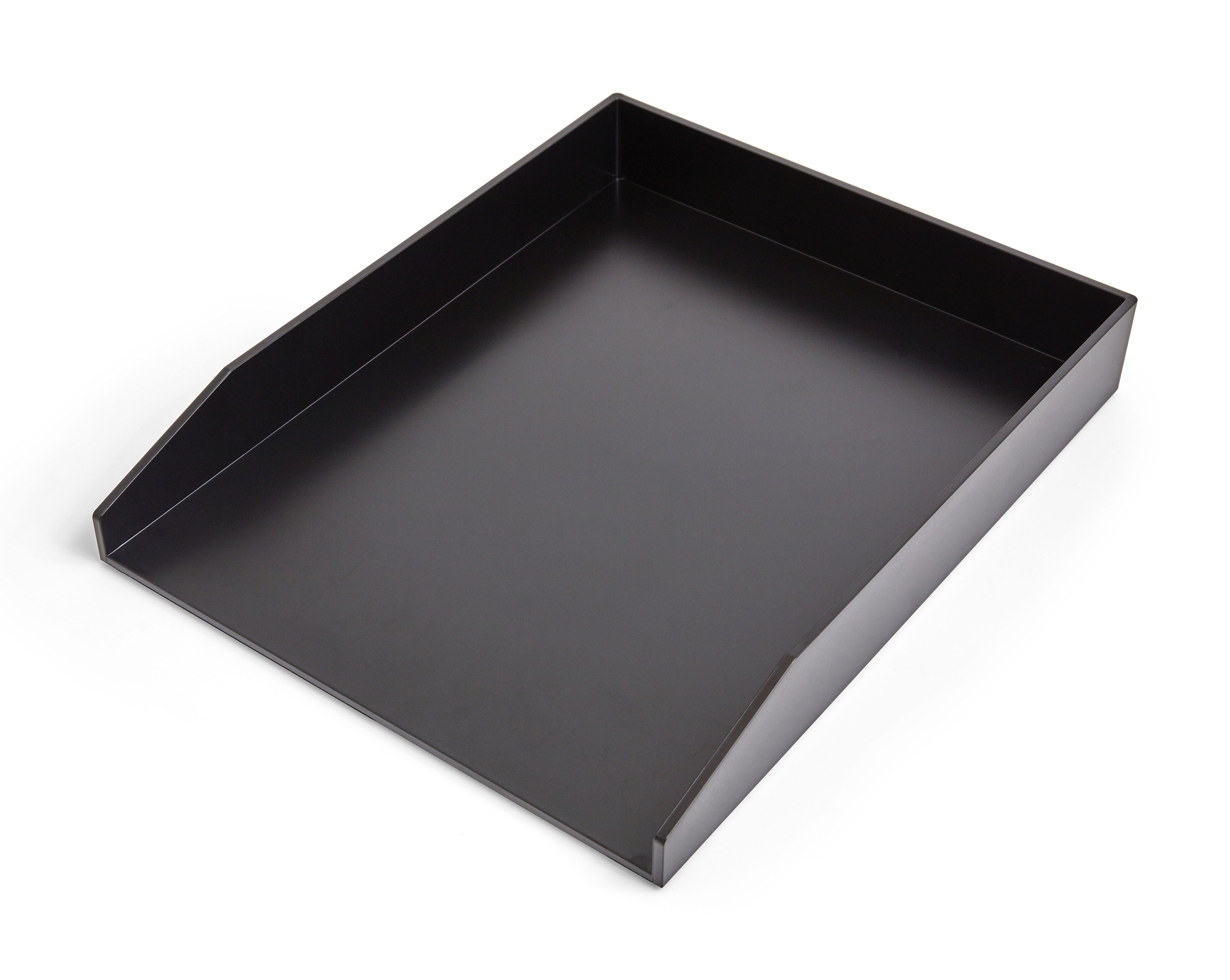 TRU RED™ Front Load Stackable Plastic Letter Tray, Black, 2/Pack