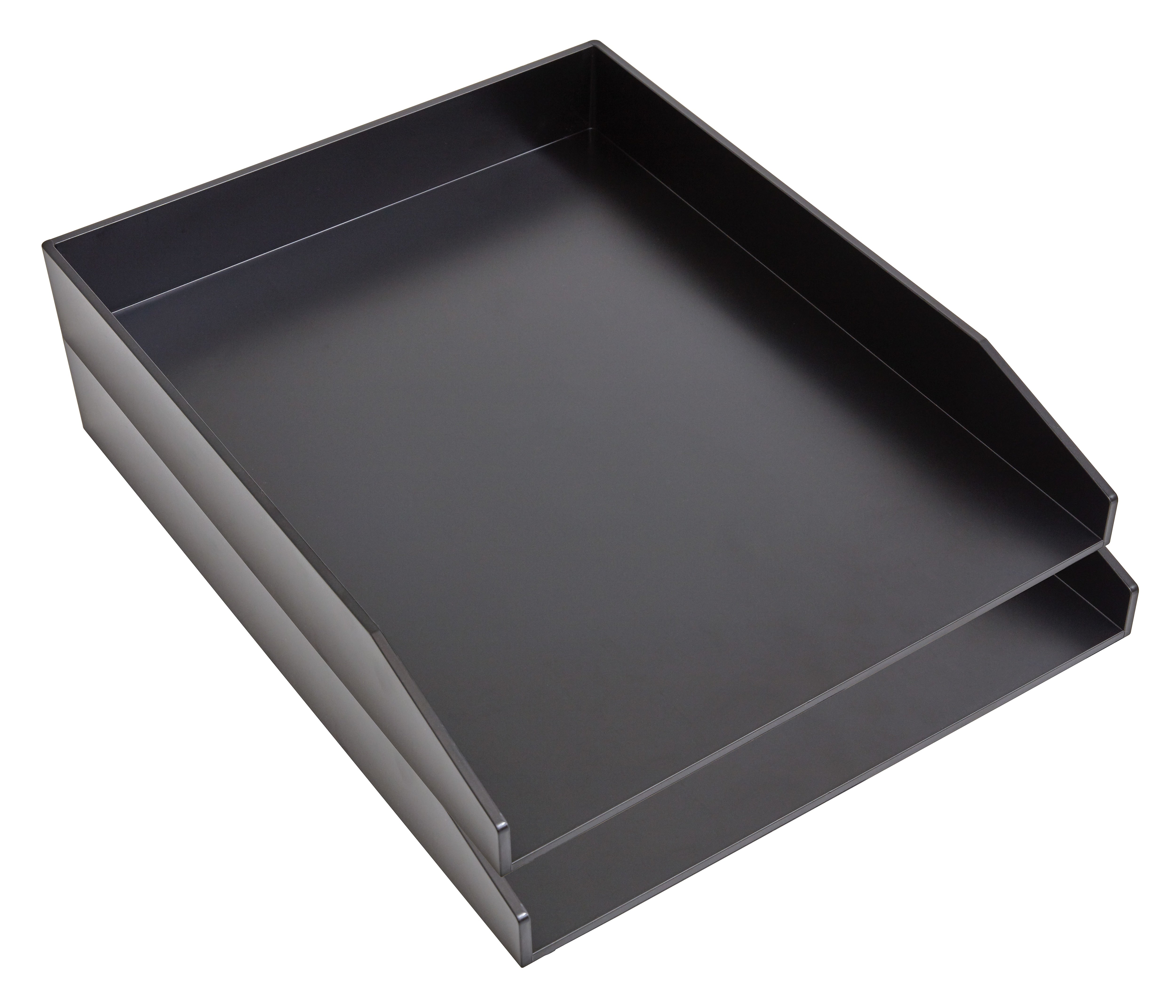TRU RED™ Front Load Stackable Plastic Letter Tray, Black, 2/Pack