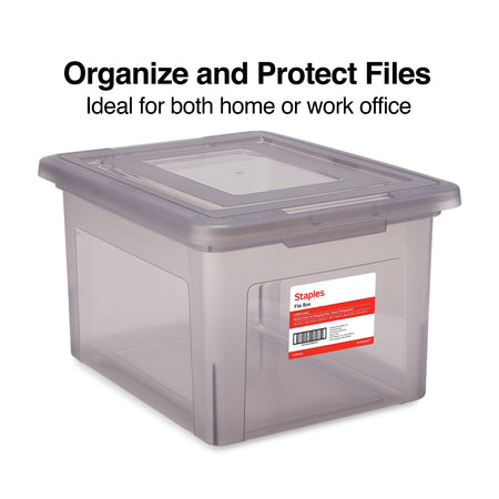 TRU RED™ Hanging File Box, Snap Lid, Letter/Legal Size, Frost Gray, 4/Carton