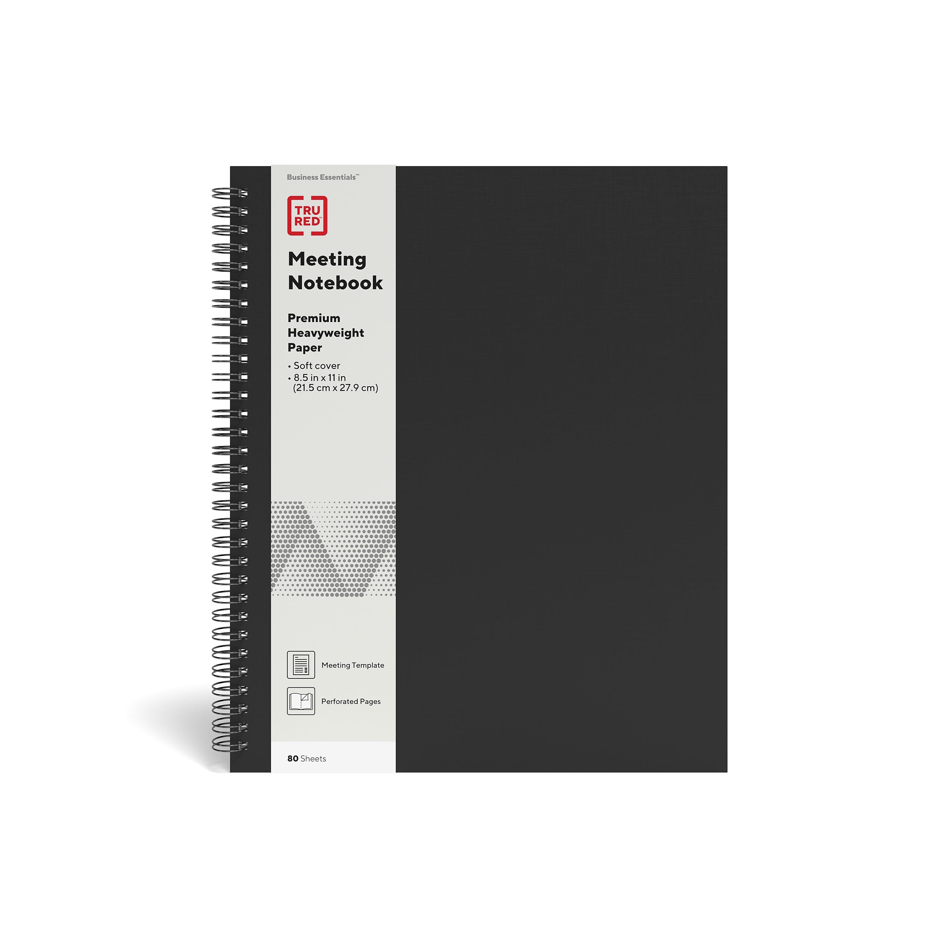 TRU RED™ Large Soft Cover Meeting Notebook, Black