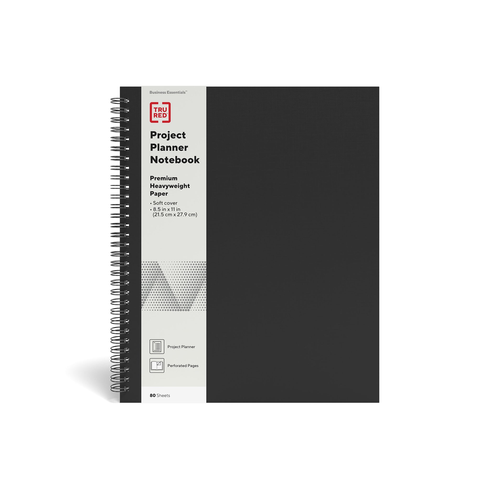 TRU RED™ Large Soft Cover Project Planner Notebook, Black