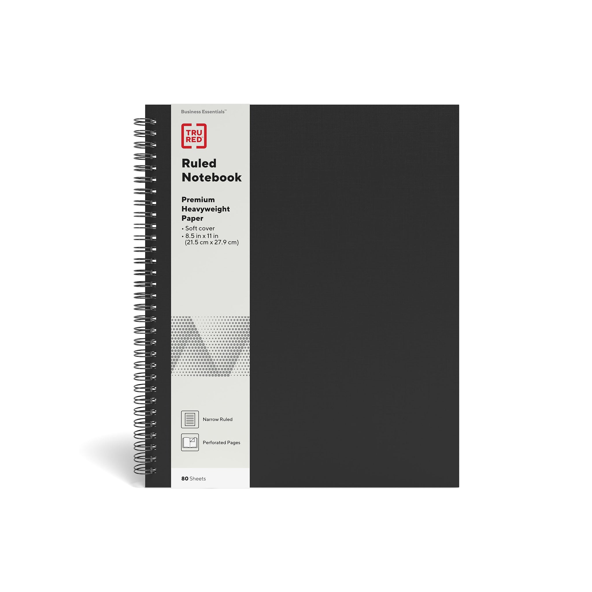 TRU RED™ Large Soft Cover Ruled Notebook, Black