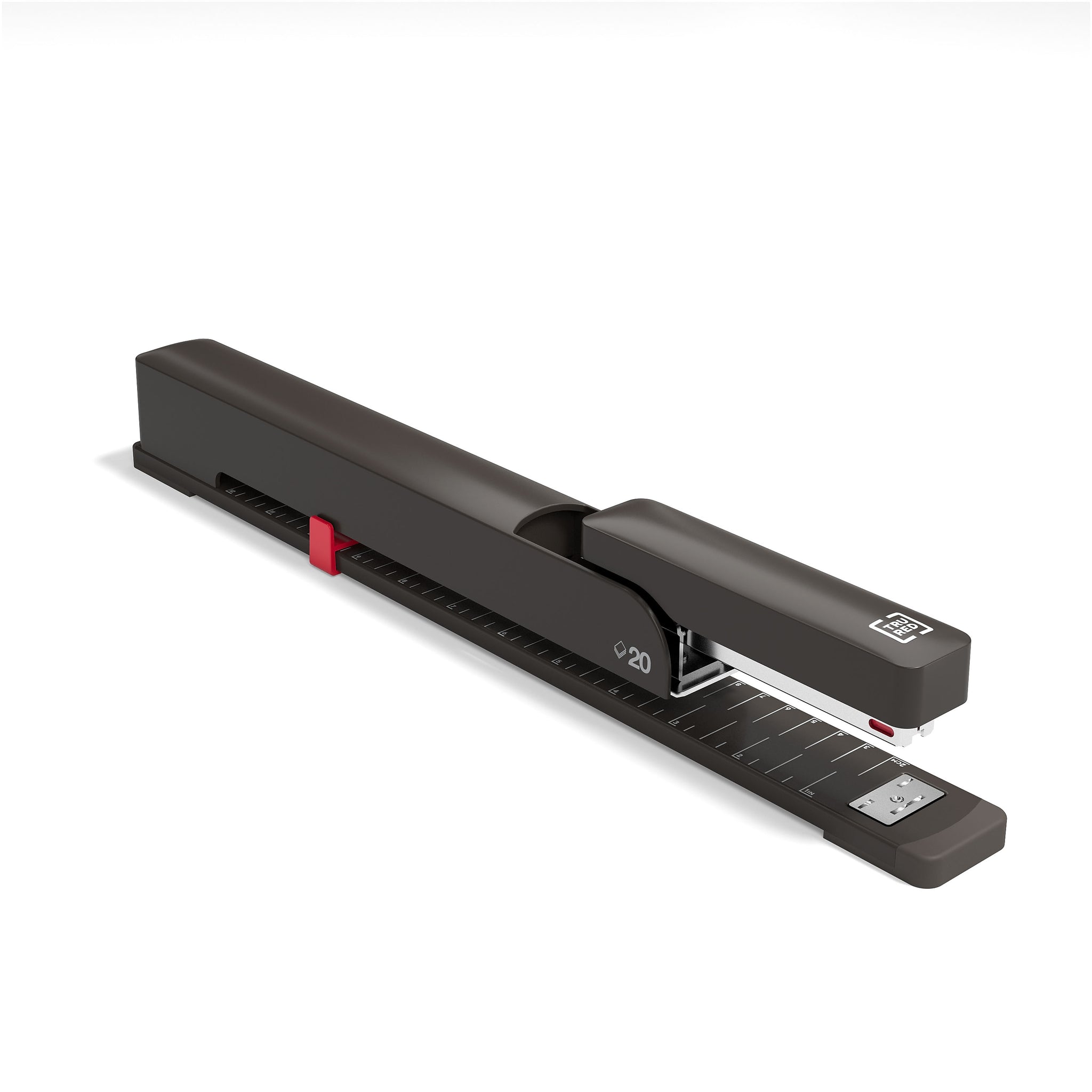 TRU RED™ Long Reach Stapler, 20-Sheet Capacity, Black