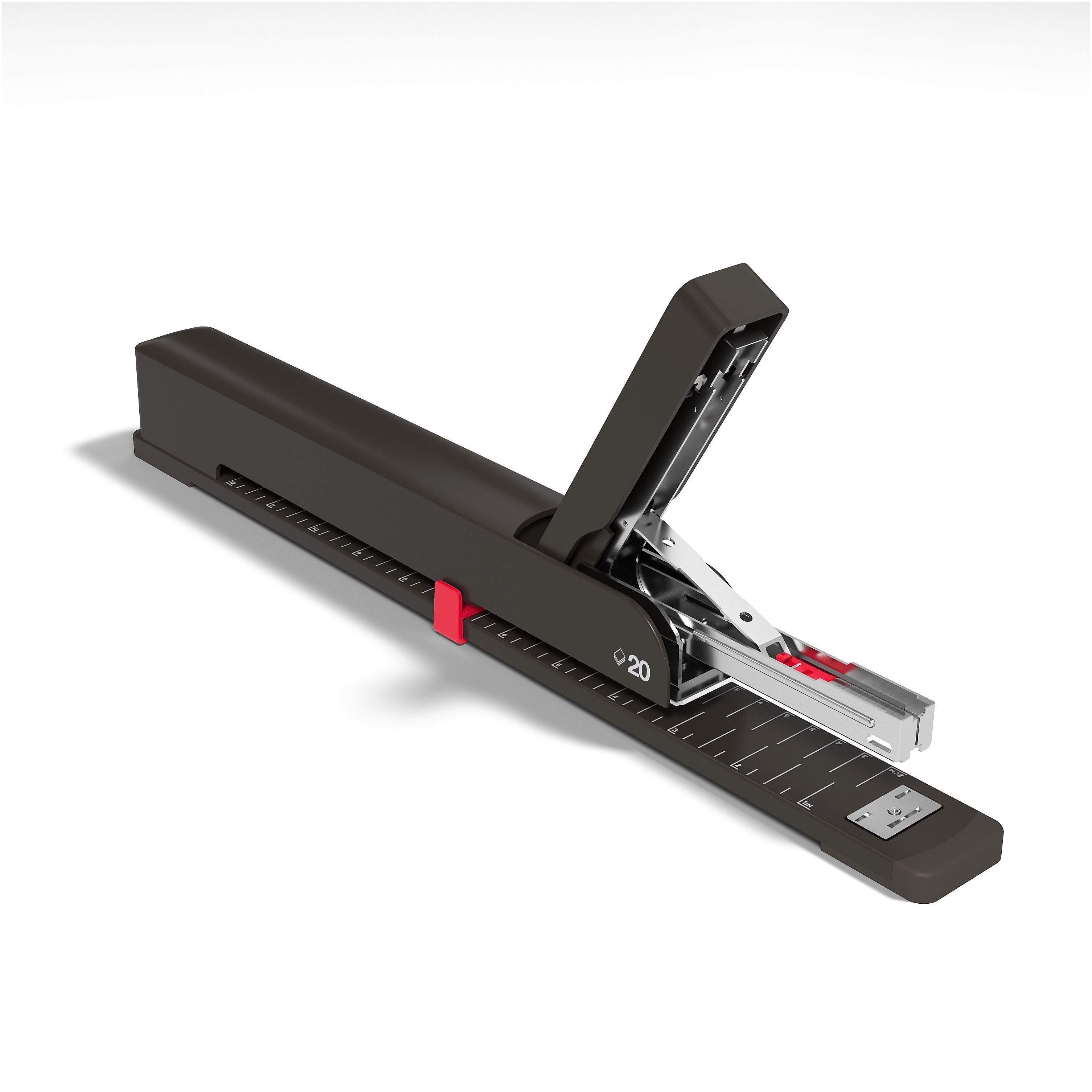 TRU RED™ Long Reach Stapler, 20-Sheet Capacity, Black
