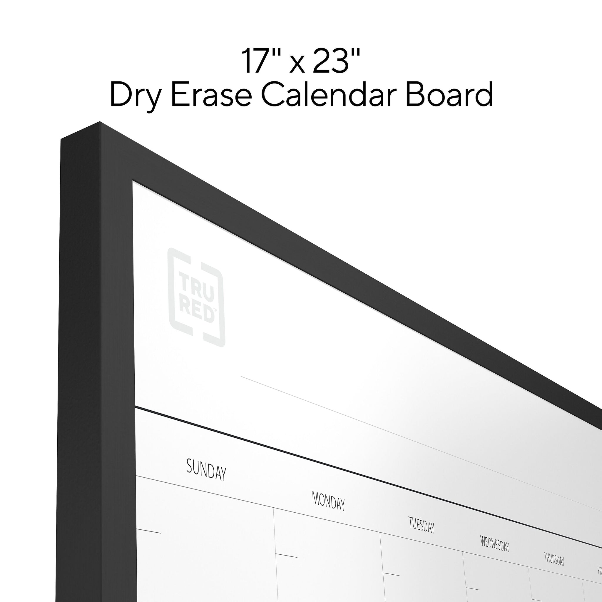 TRU RED Magnetic Steel Dry Erase Combo Board, Black Aluminum, 17