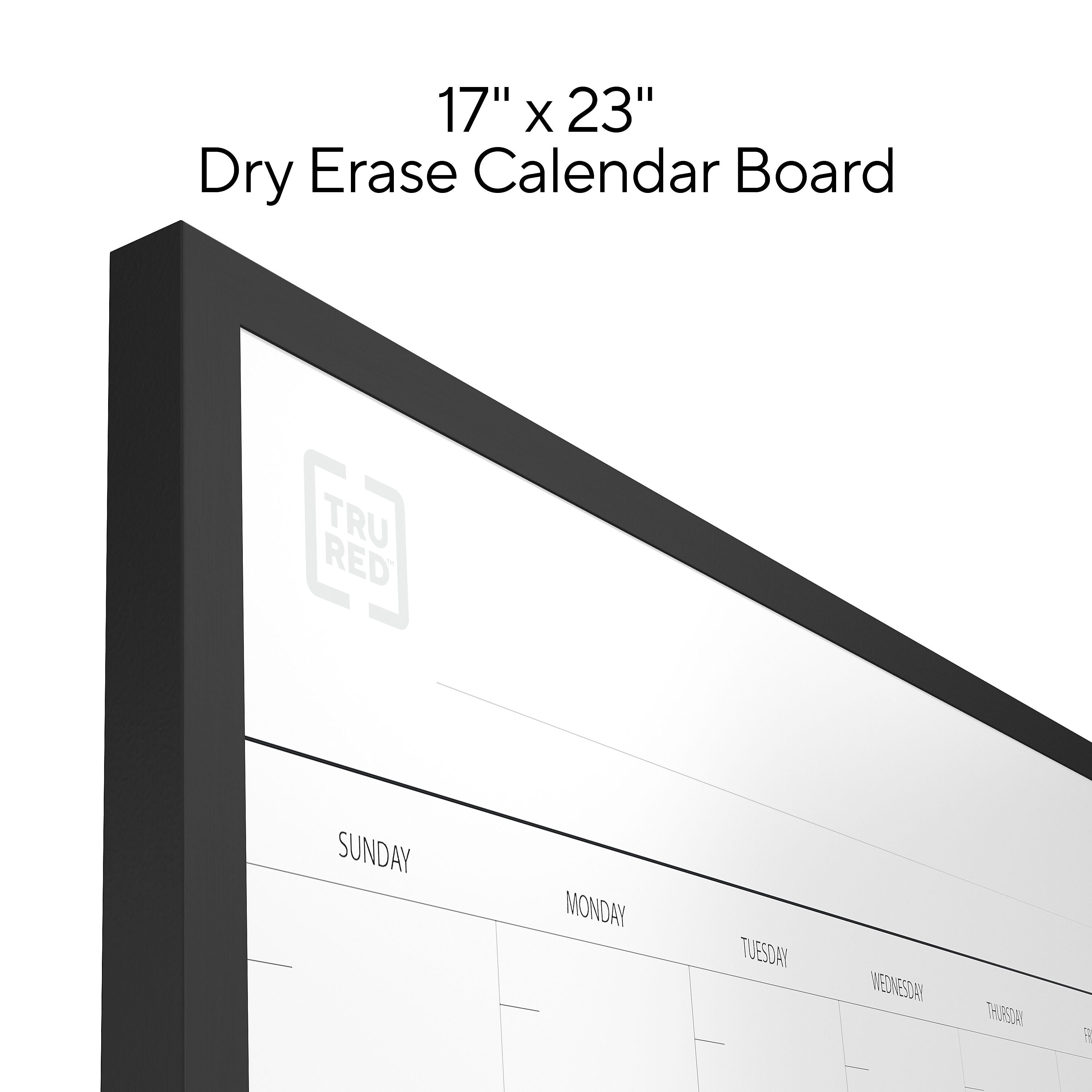 TRU RED Magnetic Steel Dry Erase Combo Board, Black Aluminum, 17