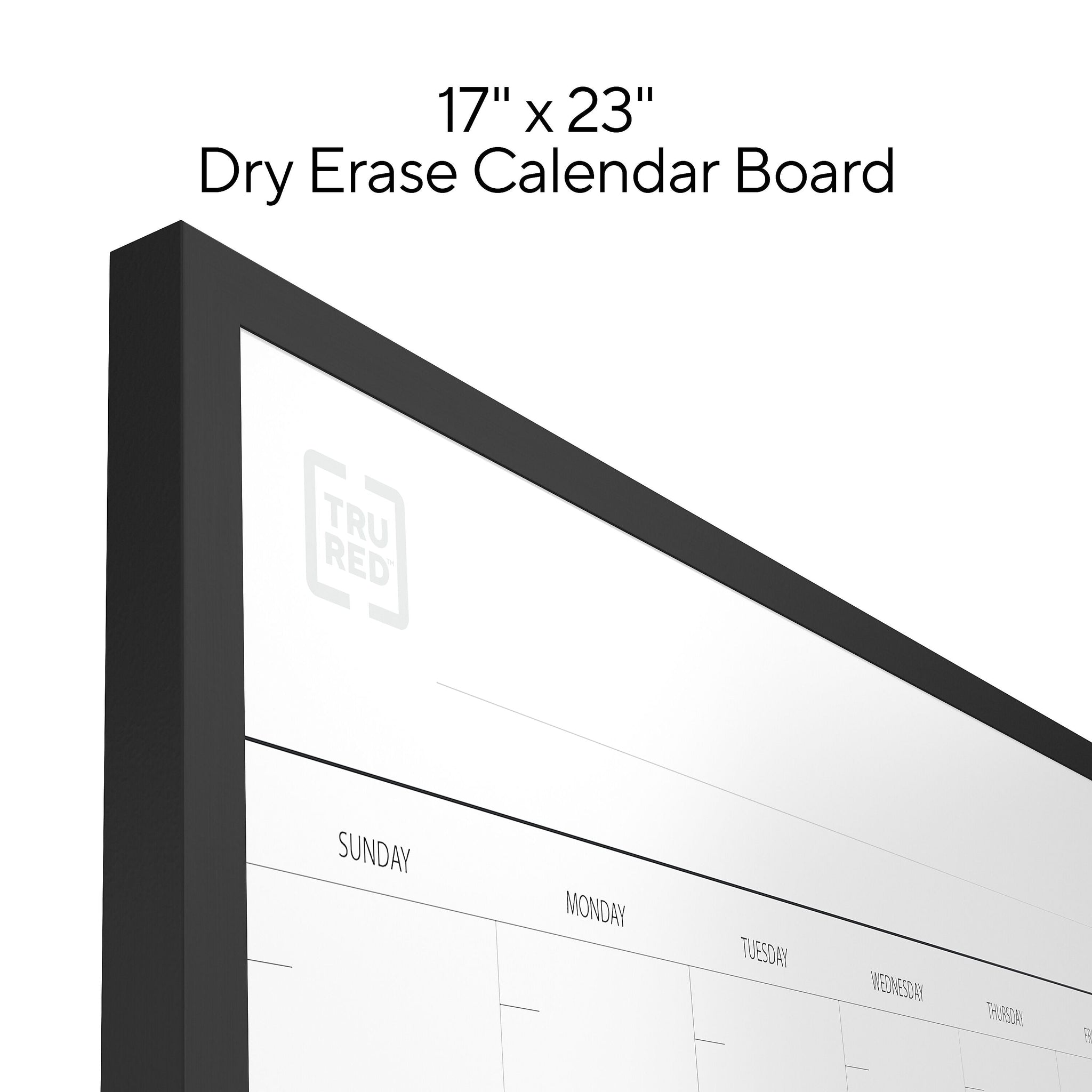 TRU RED Magnetic Steel Dry Erase Combo Board, Black Aluminum, 17
