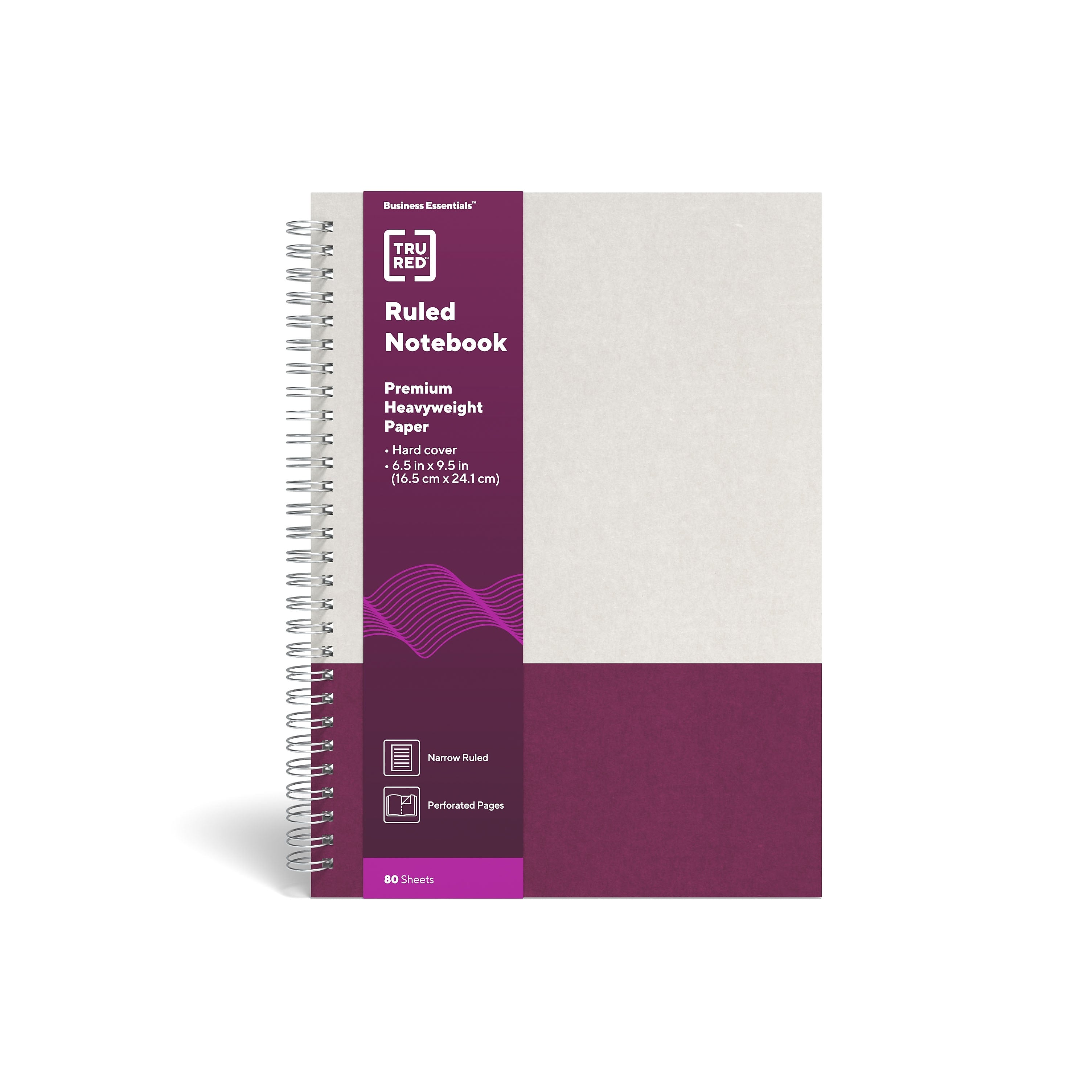 TRU RED™ Medium Hard Cover Ruled Notebook, Gray/Purple