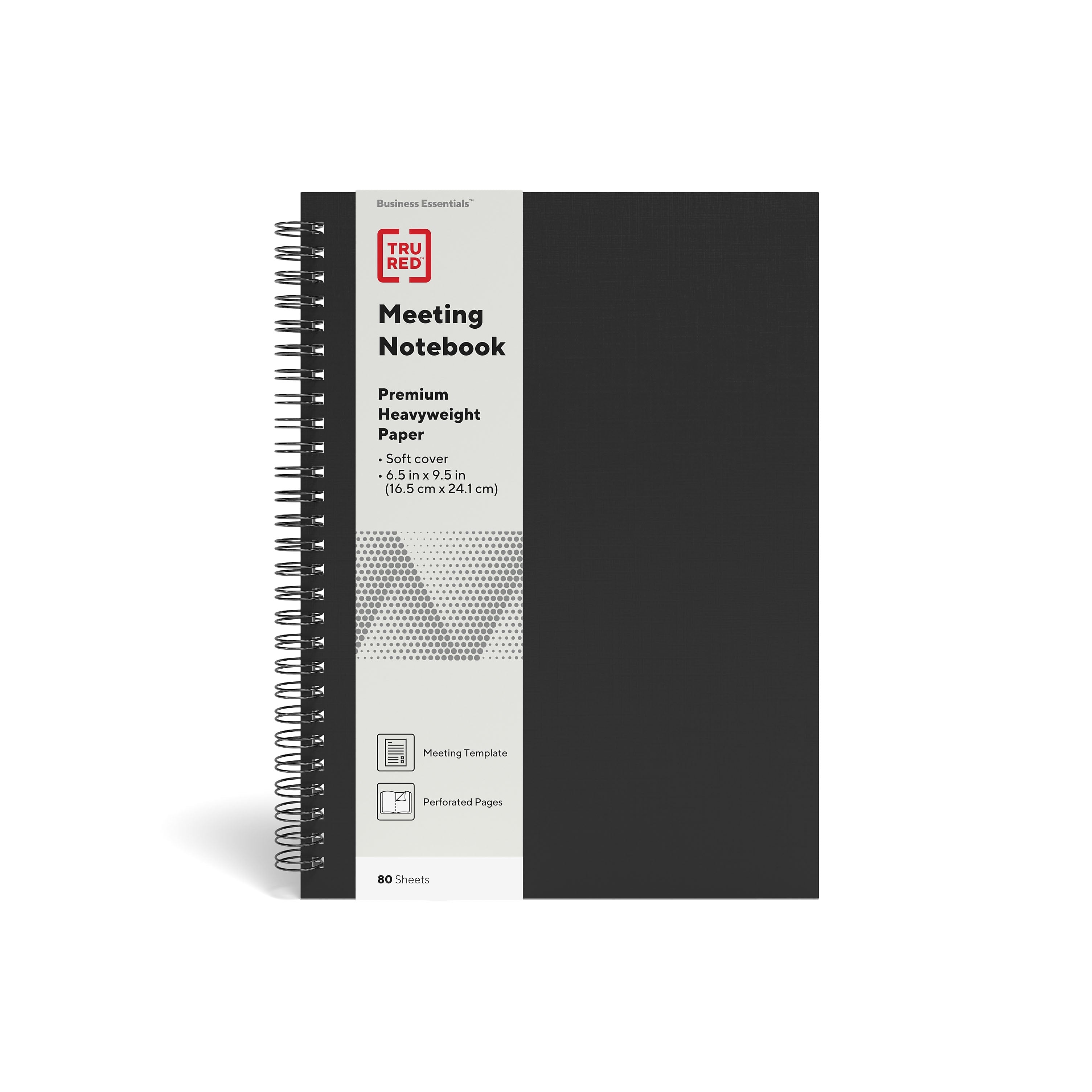 TRU RED™ Medium Soft Cover Meeting Notebook, Black