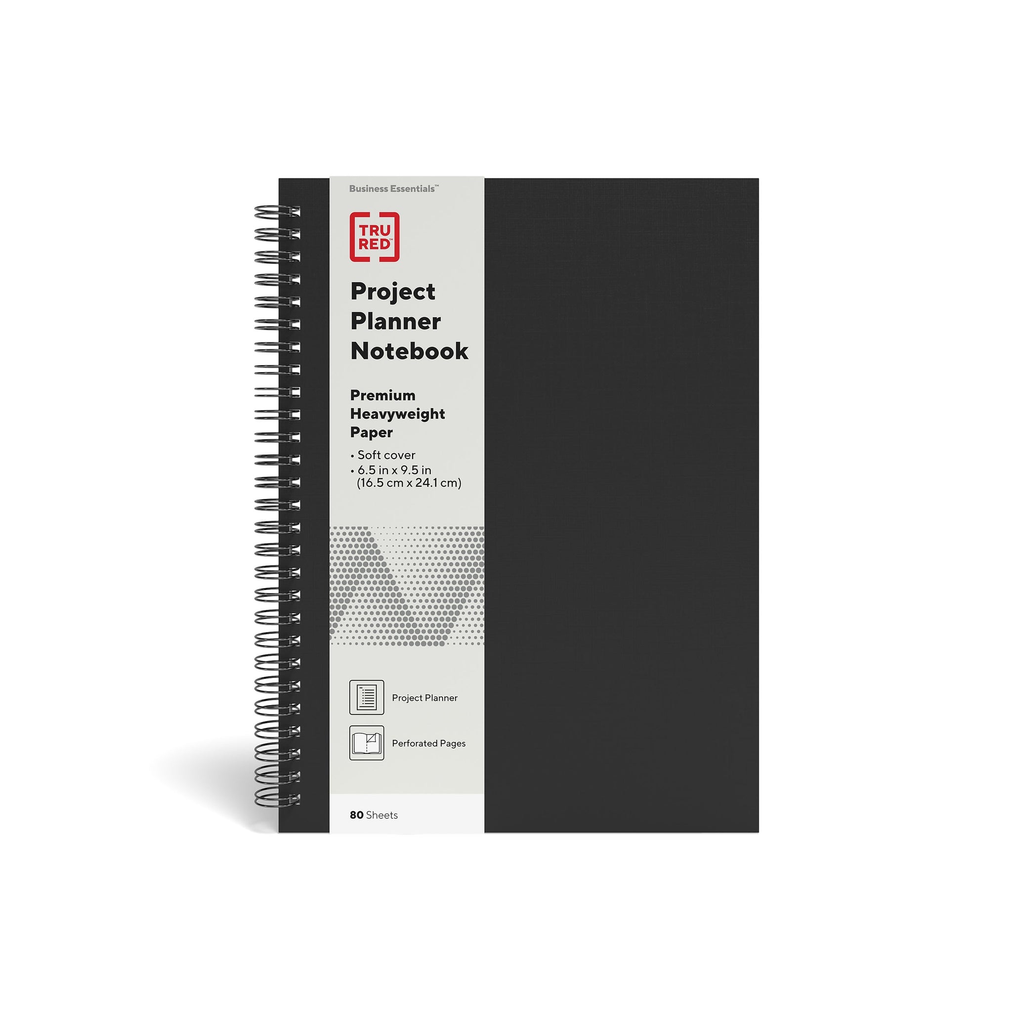TRU RED™ Medium Soft Cover Project Planner Notebook, Black