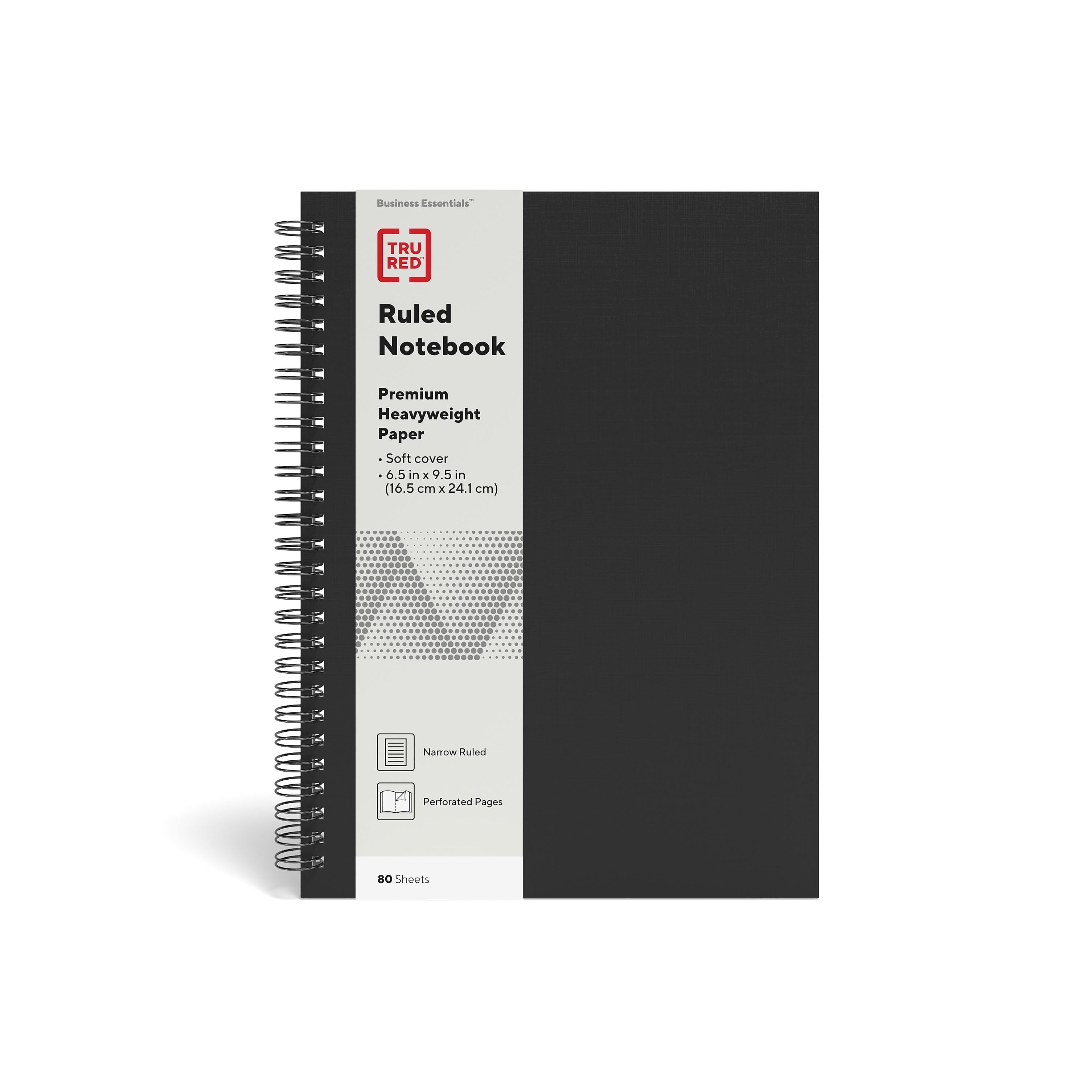 TRU RED™ Medium Soft Cover Ruled Notebook, Black
