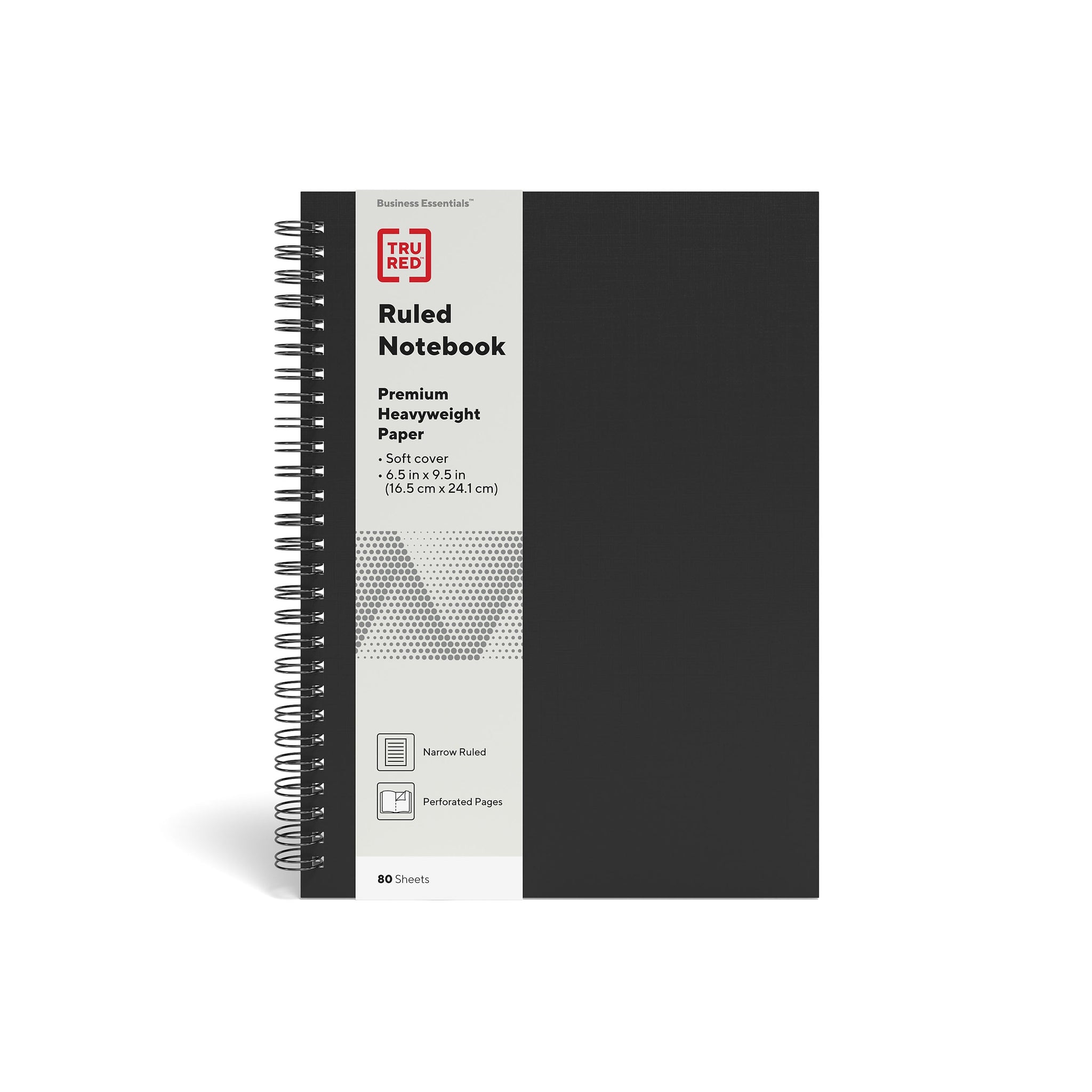 TRU RED™ Medium Soft Cover Ruled Notebook, Black