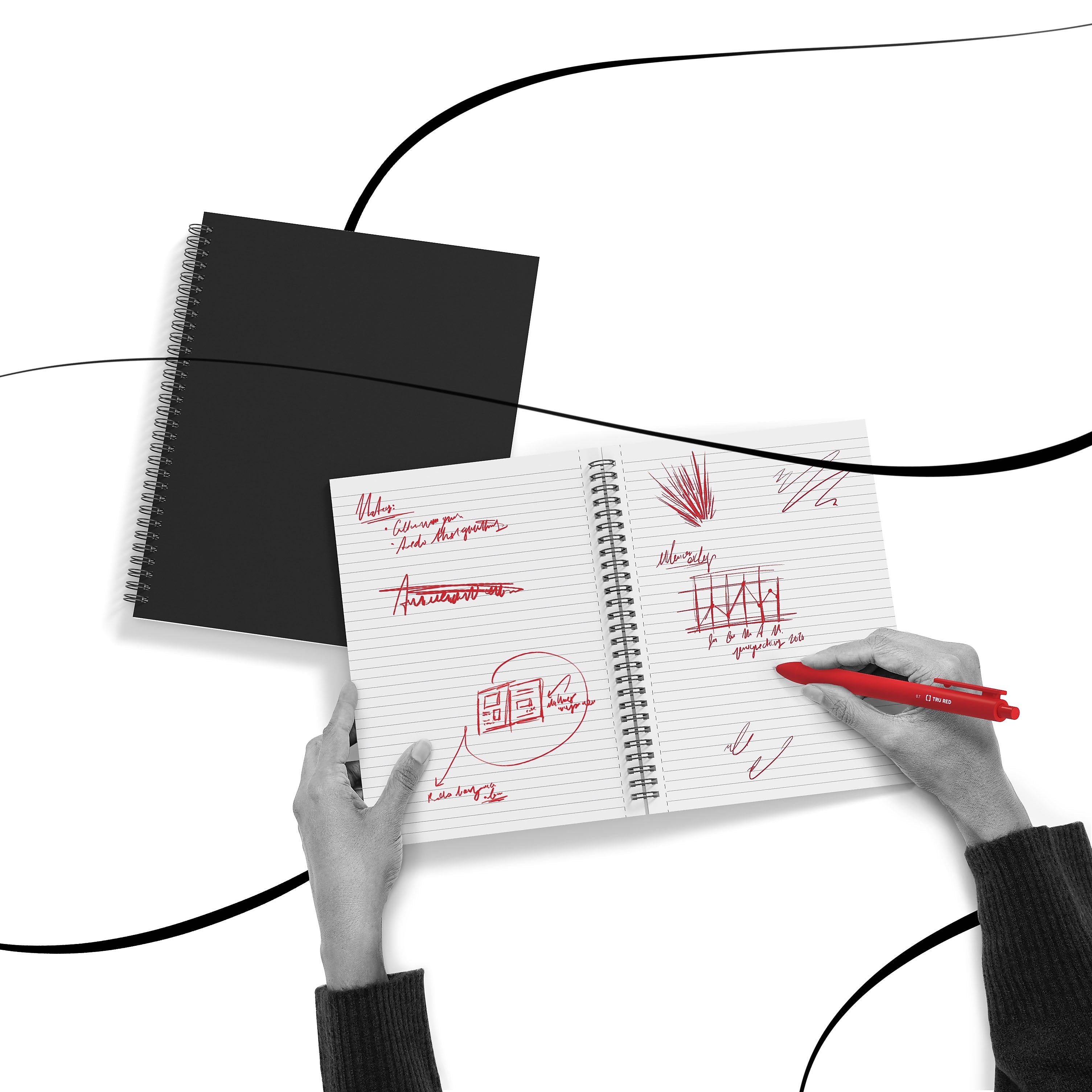 TRU RED™ Medium Soft Cover Ruled Notebook, Black