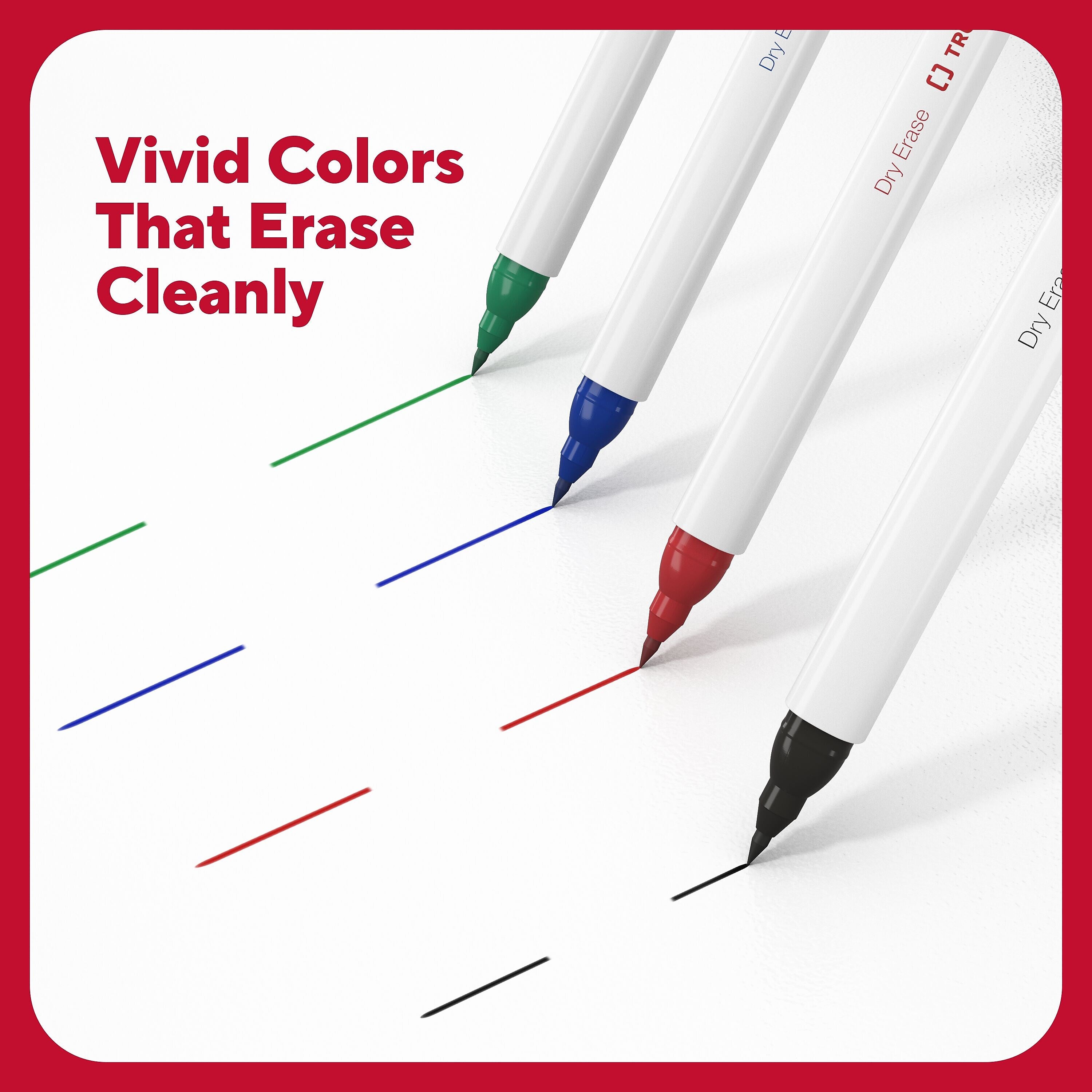 TRU RED™ Pen Dry Erase Markers, Ultra Fine Tip, Black, 12/Pack