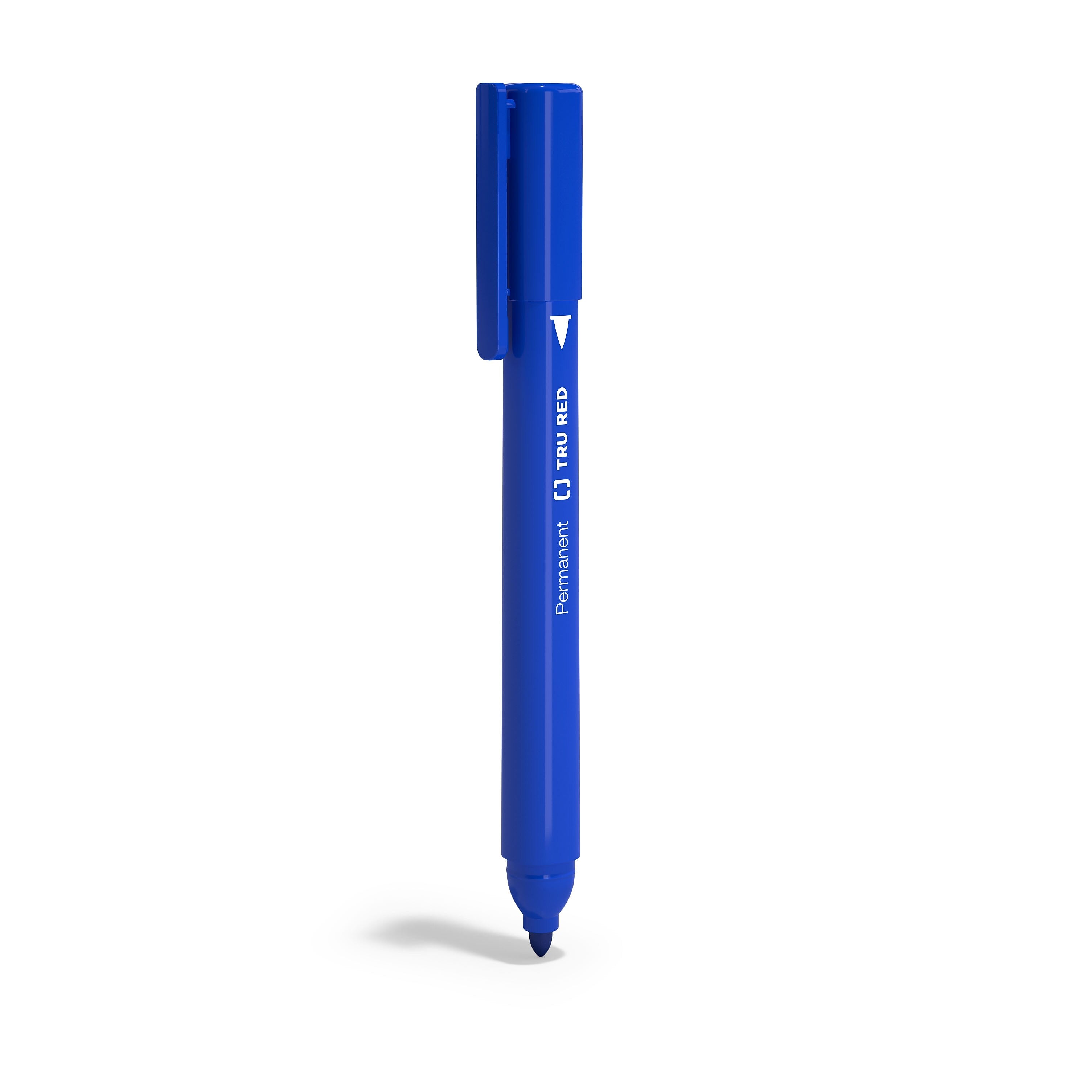 TRU RED™ Pen Permanent Markers, Fine Tip, Blue, 12/Pack