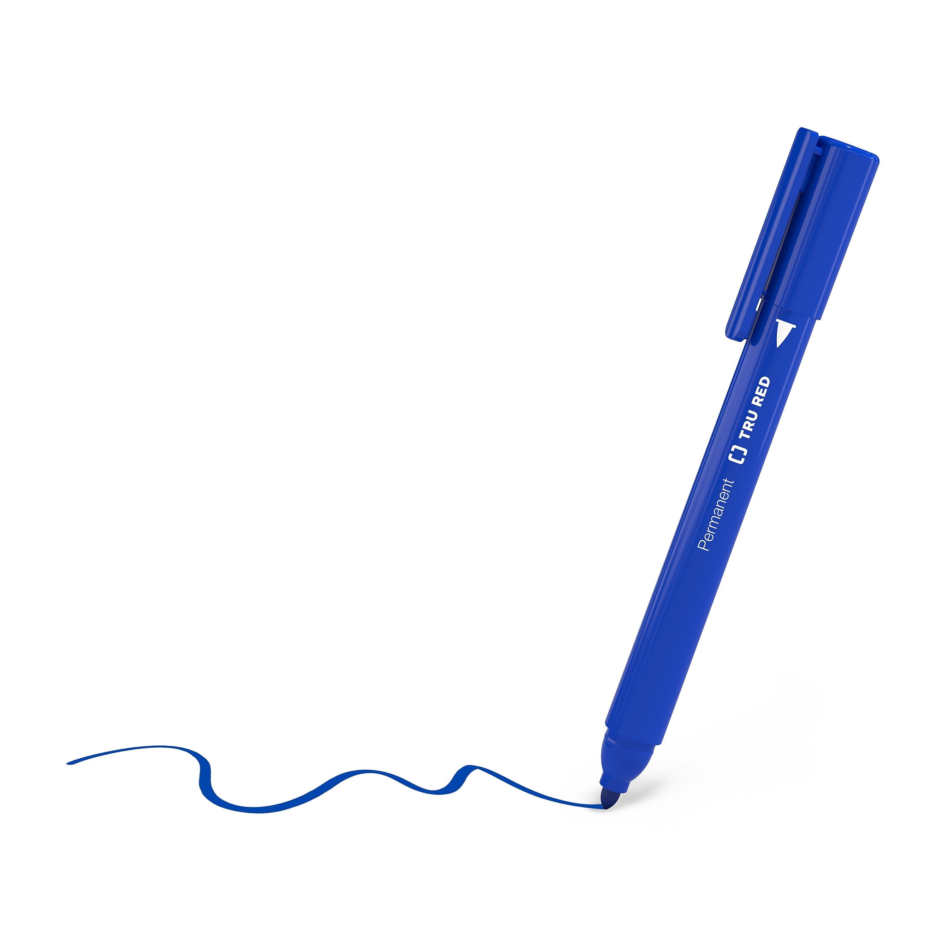 TRU RED™ Pen Permanent Markers, Fine Tip, Blue, 12/Pack