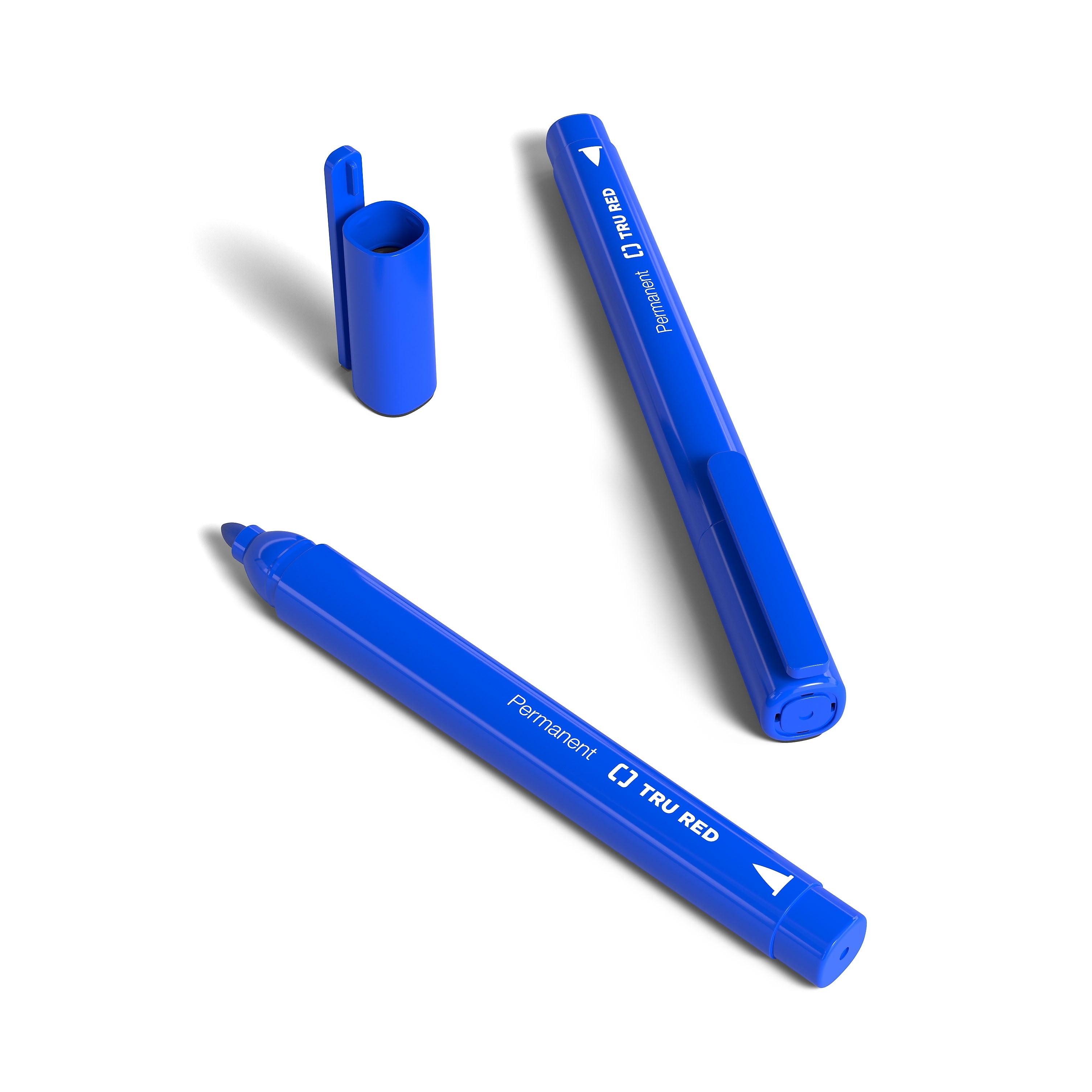 TRU RED™ Pen Permanent Markers, Fine Tip, Blue, 12/Pack