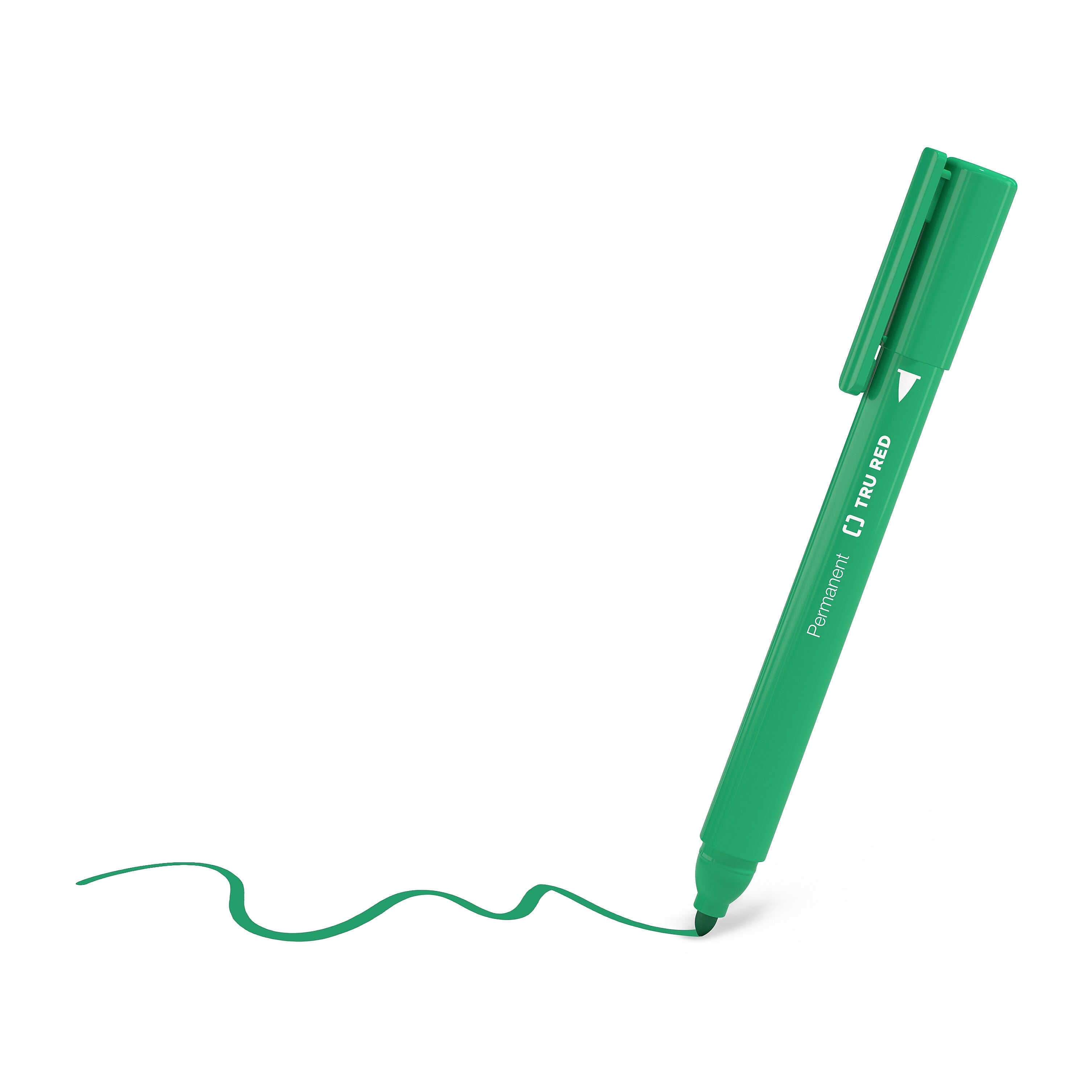 TRU RED™ Pen Permanent Markers, Fine Tip, Green, 12/Pack