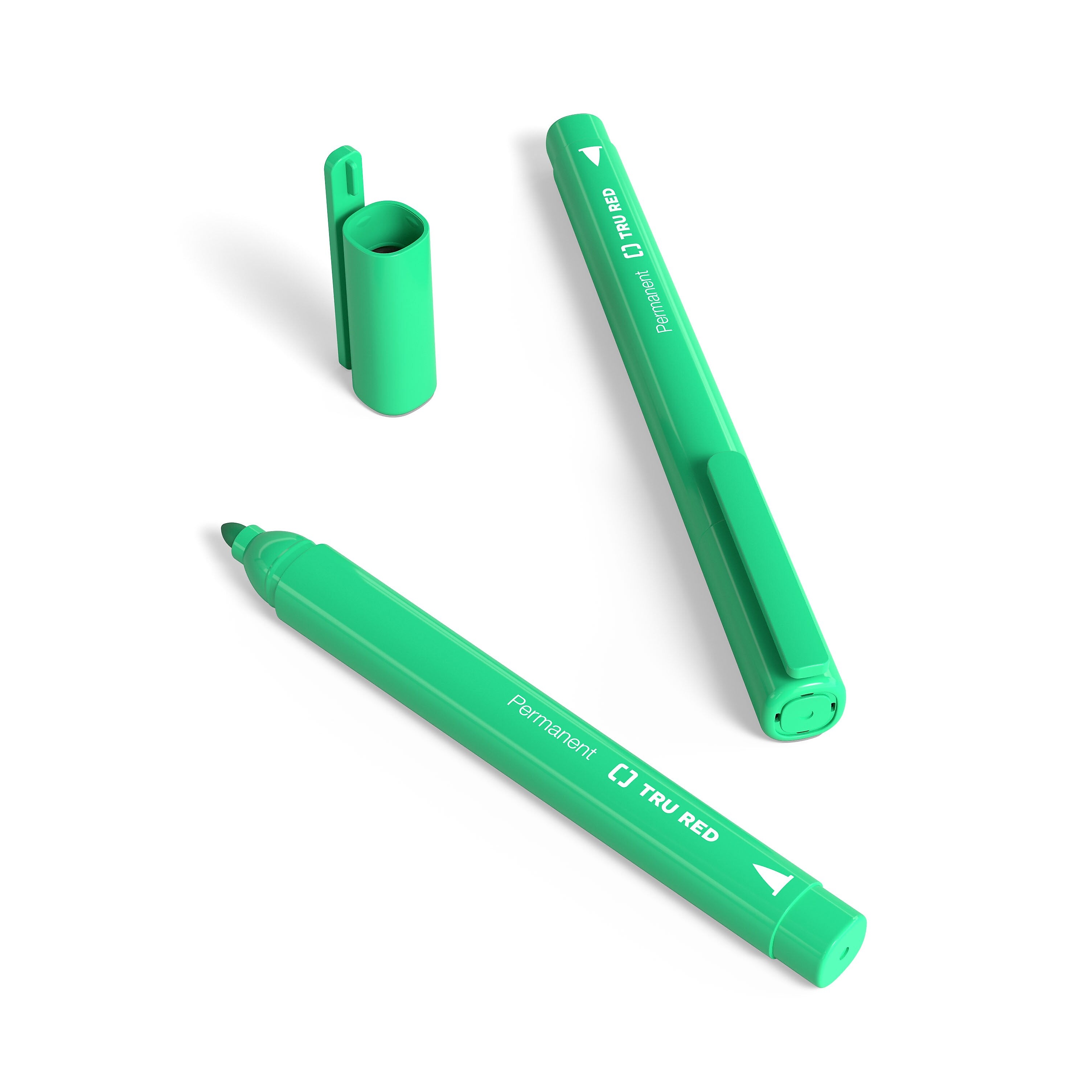 TRU RED™ Pen Permanent Markers, Fine Tip, Green, 12/Pack