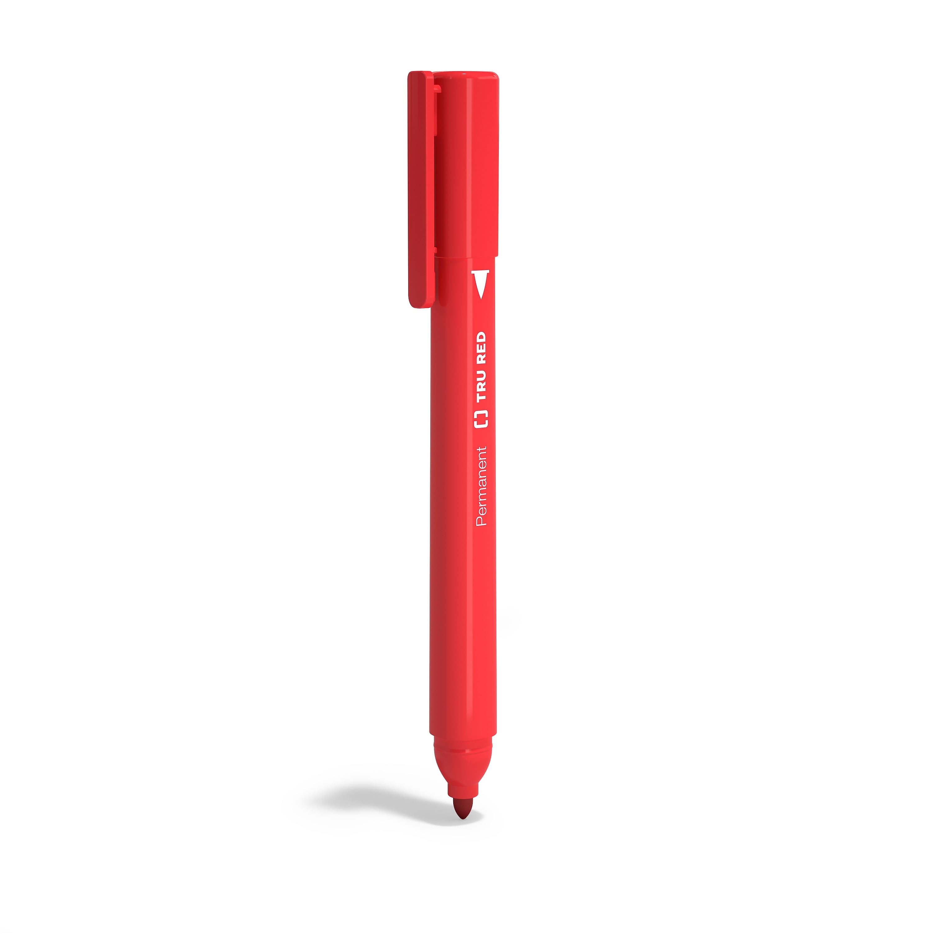 TRU RED™ Pen Permanent Markers, Fine Tip, Red, 12/Pack